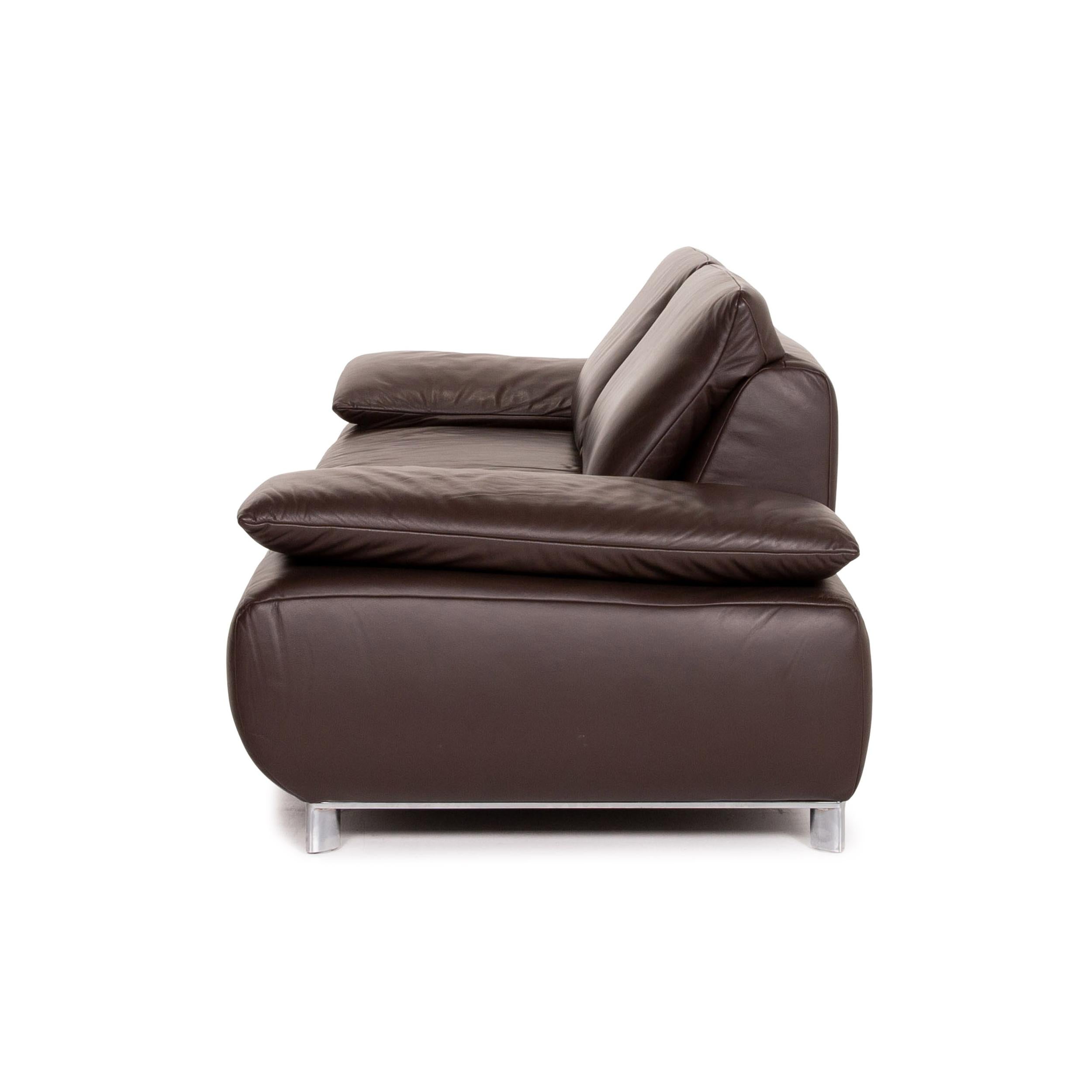 Koinor Volare Leather Sofa Set Brown Dark Brown 1 Three-Seat 1 Two-Seat For Sale 10