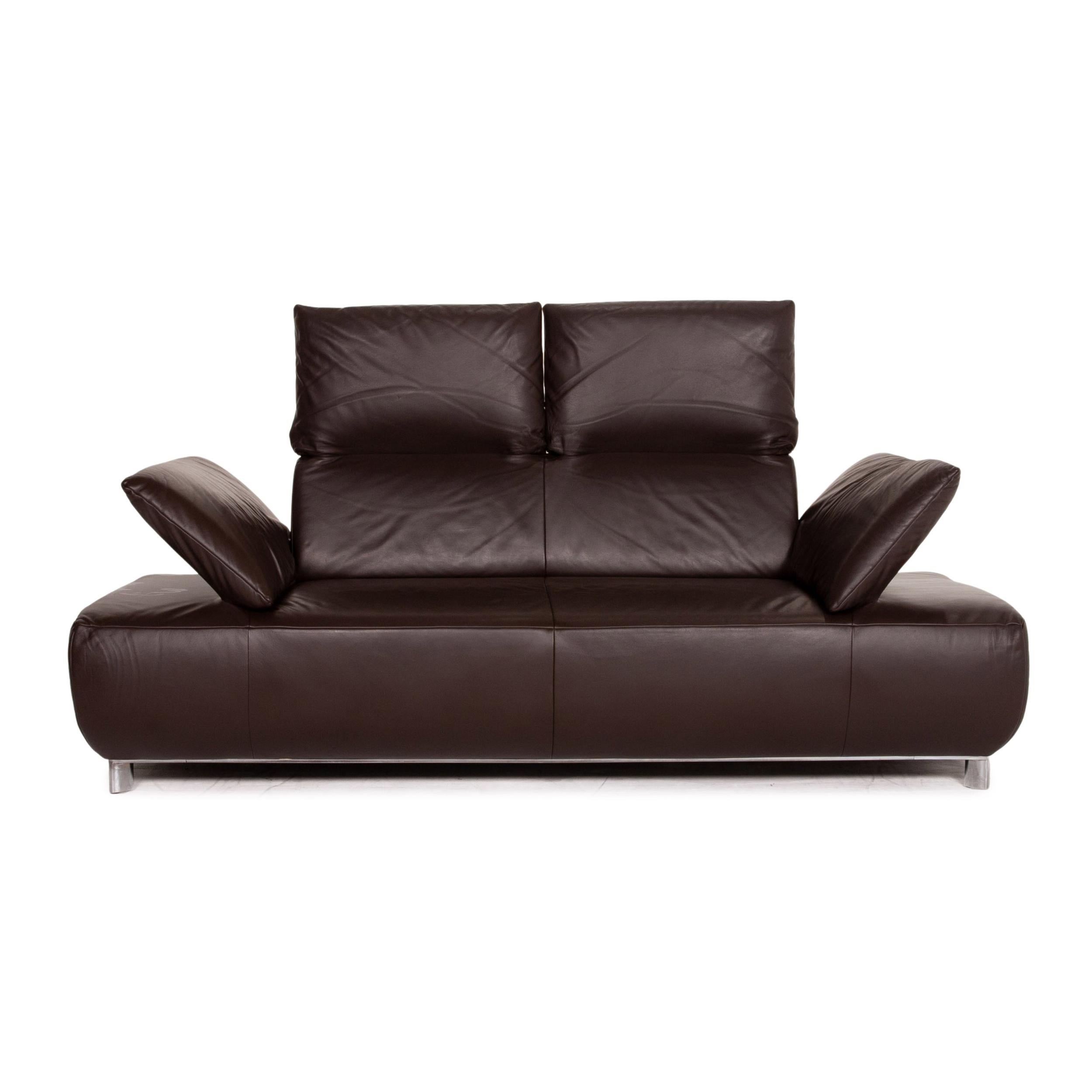 Koinor Volare Leather Sofa Set Brown Dark Brown 1 Three-Seat 1 Two-Seat In Good Condition For Sale In Cologne, DE
