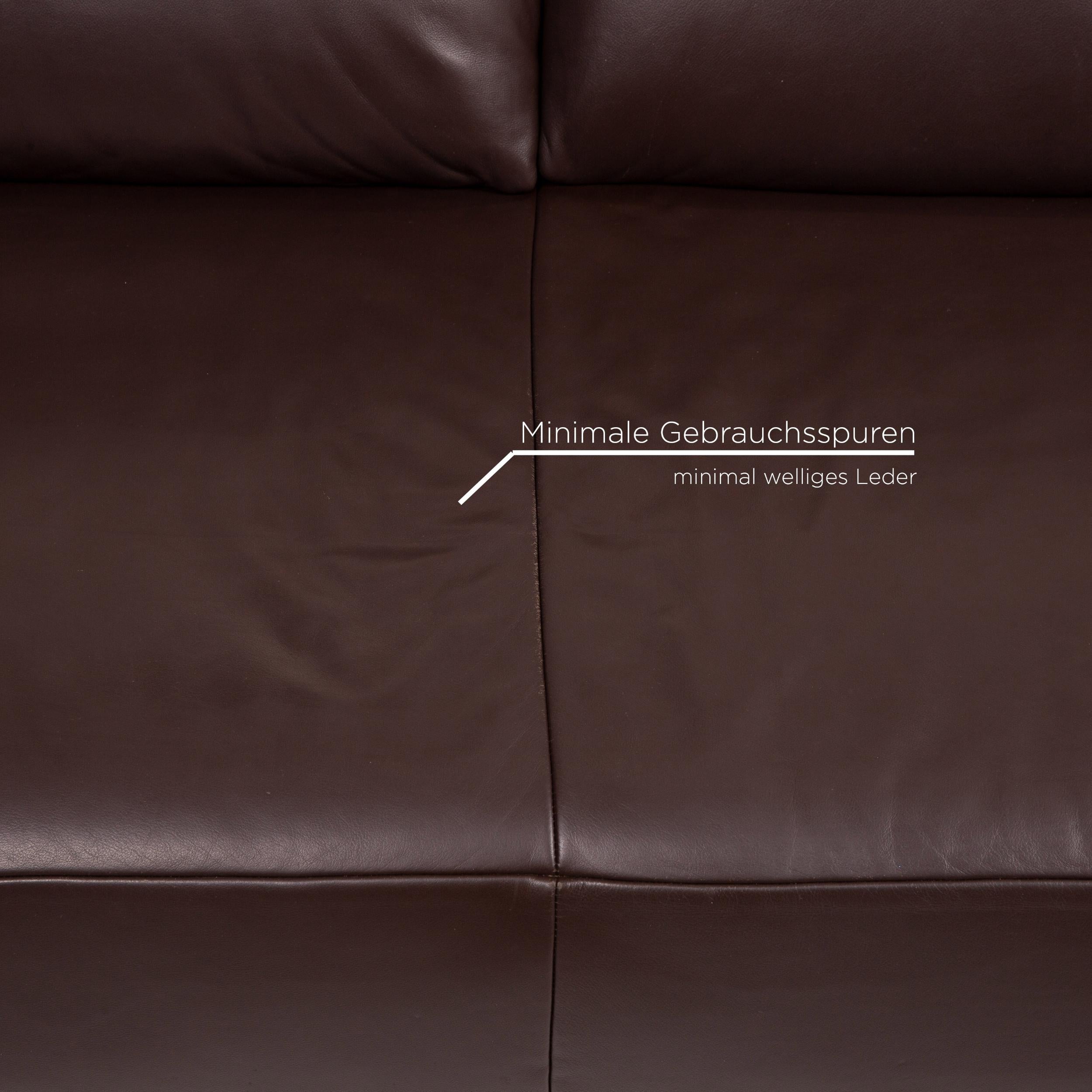 Koinor Volare Leather Sofa Set Brown Dark Brown 1 Three-Seat 1 Two-Seat For Sale 3