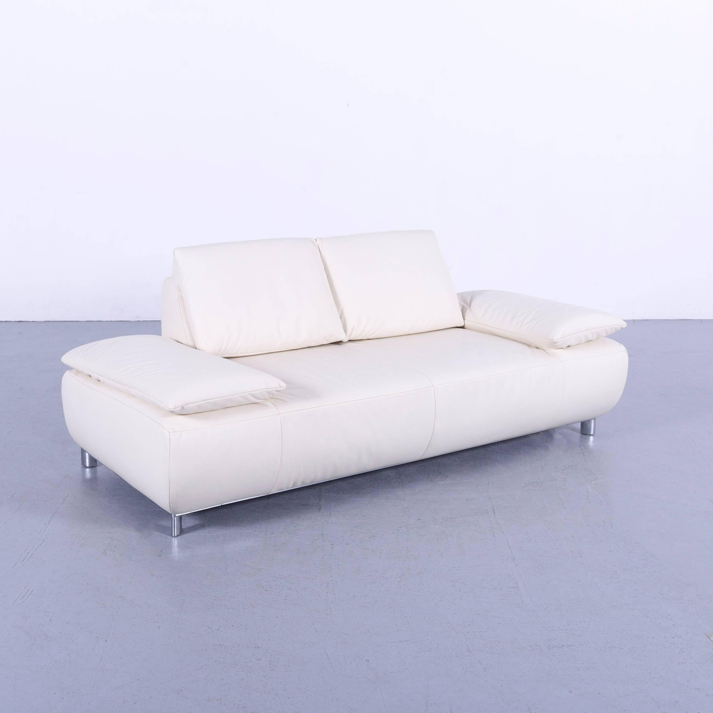 Koinor Volare Leather Sofa Set Off-White Three-Seat Couch 5