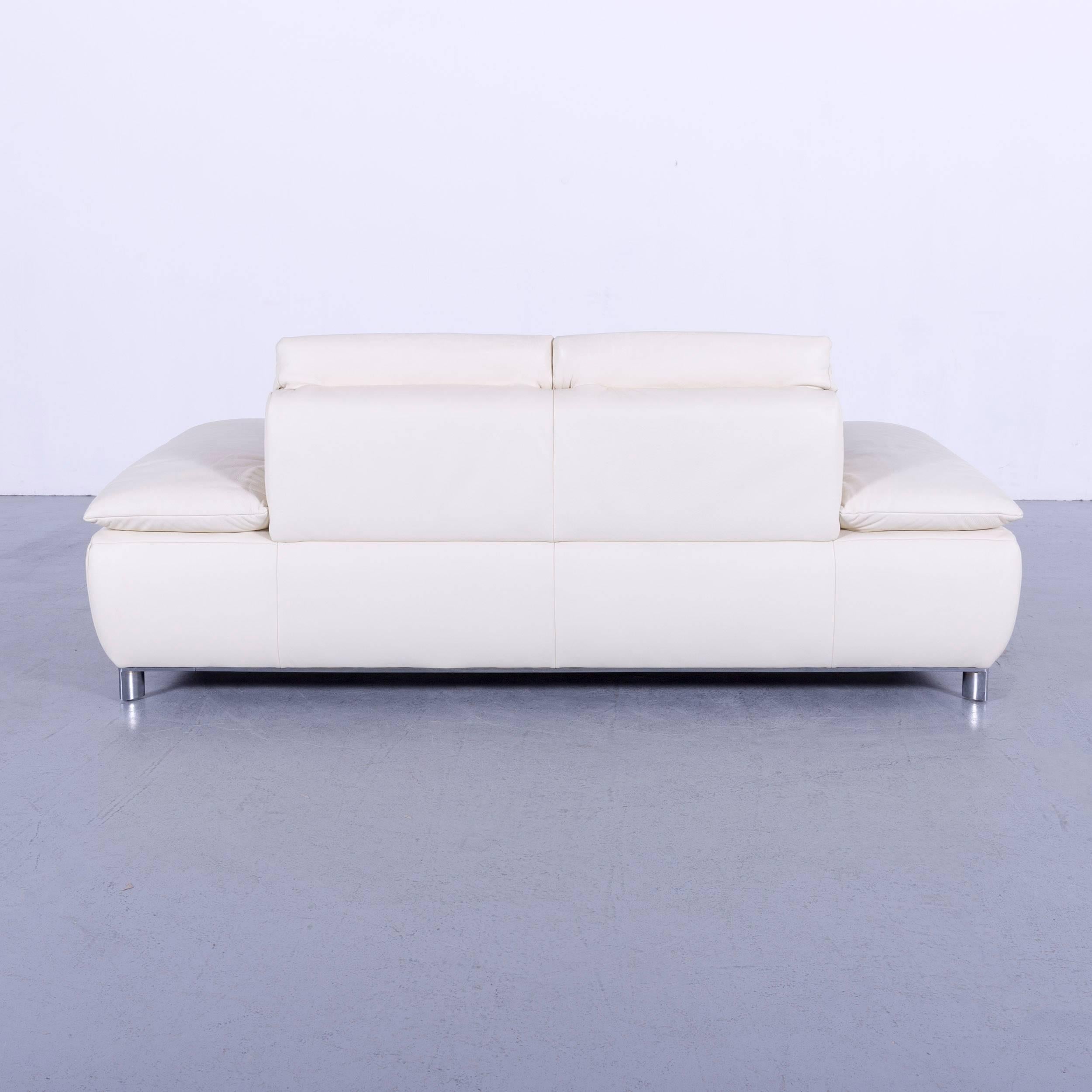 Koinor Volare Leather Sofa Set Off-White Three-Seat Couch 8