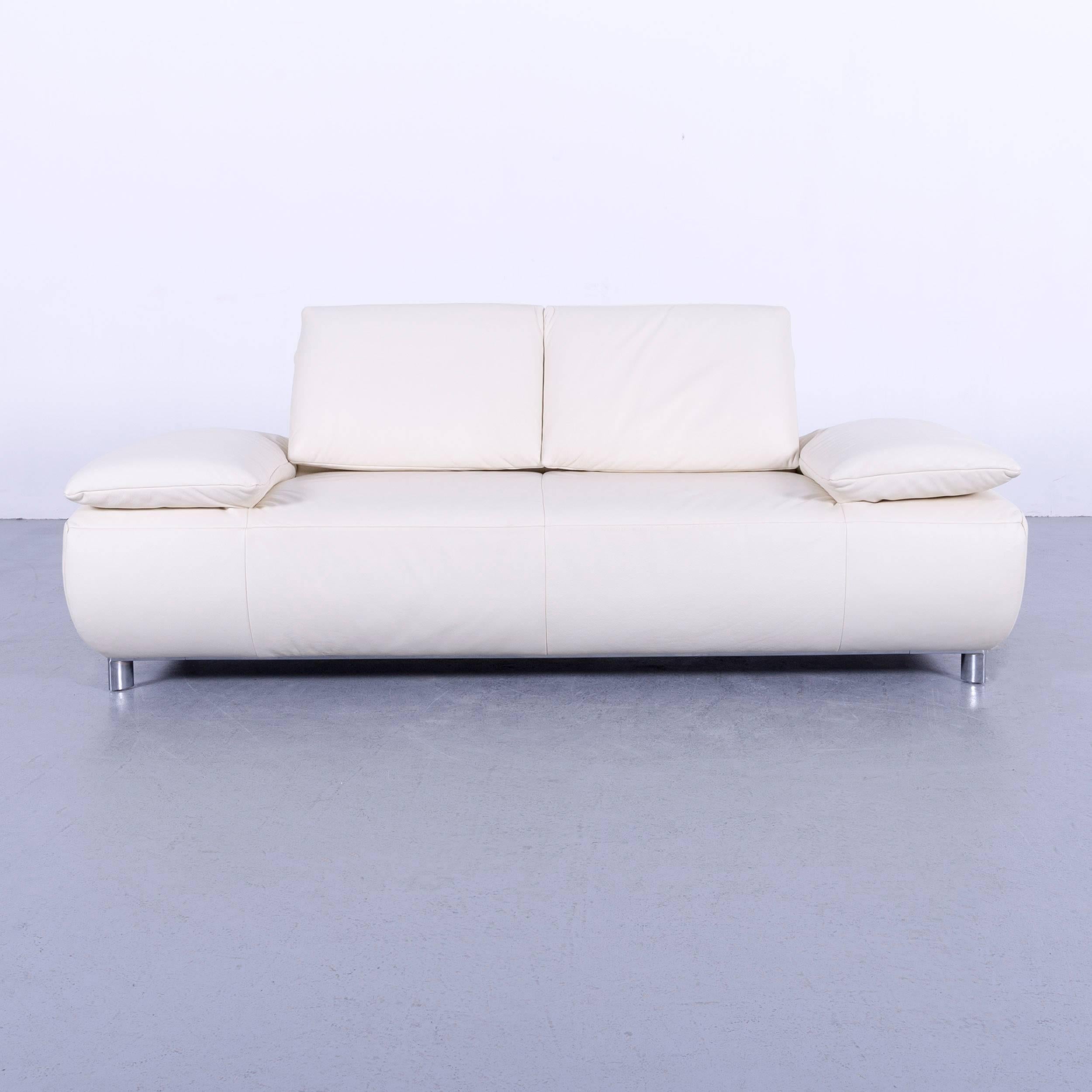 German Koinor Volare Leather Sofa Set Off-White Three-Seat Couch