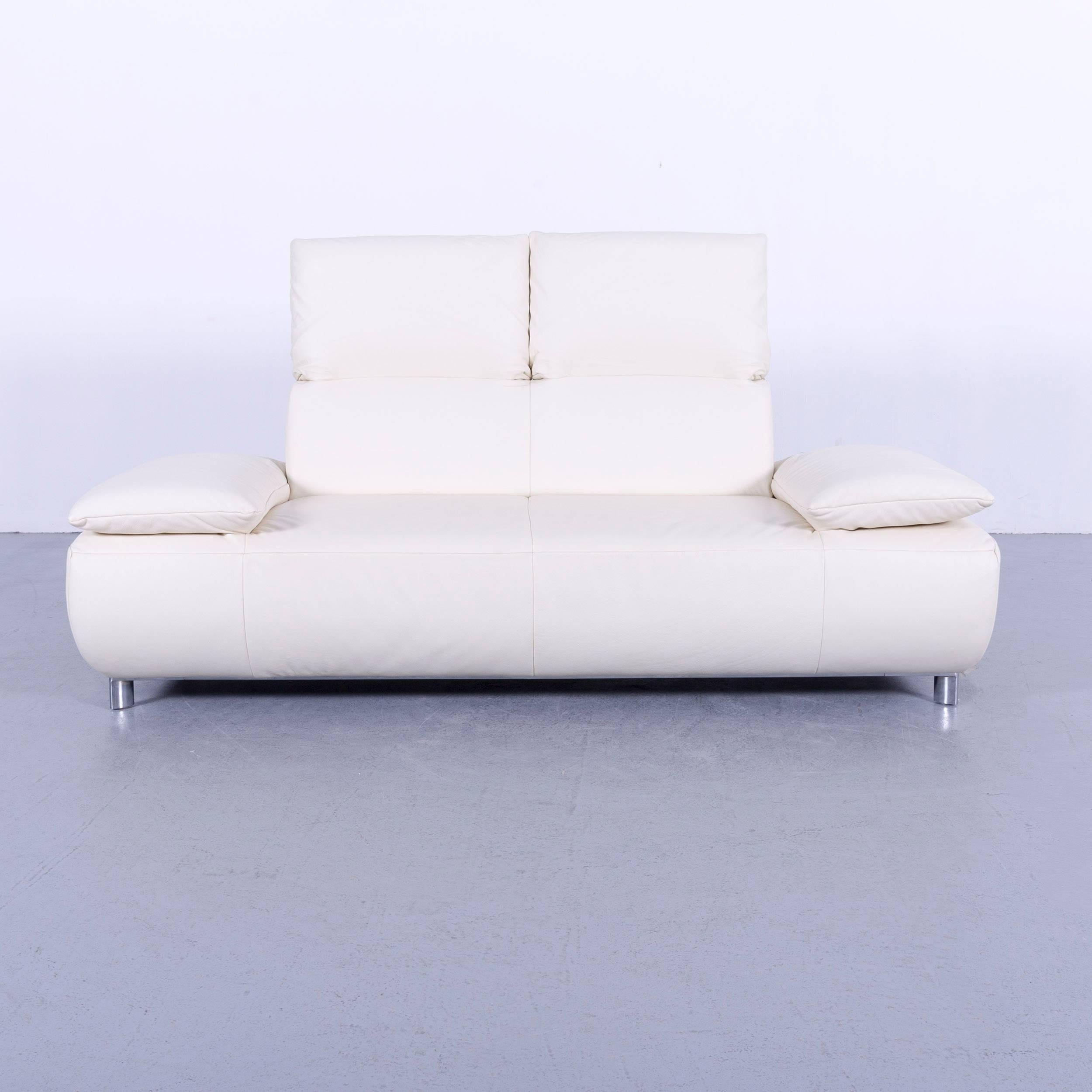 Koinor Volare Leather Sofa Set Off-White Three-Seat Couch In Good Condition In Cologne, DE