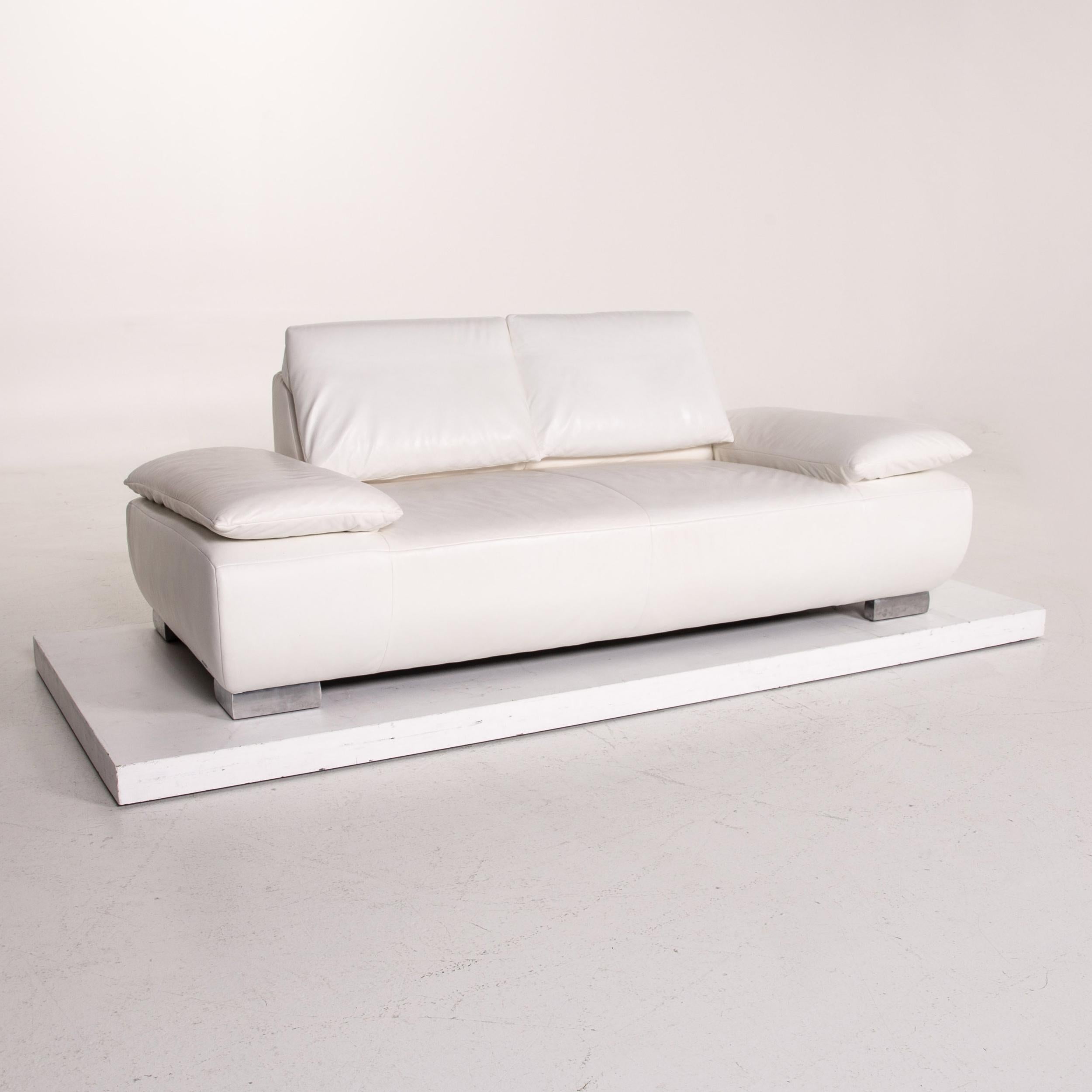 Koinor Volare Leather Sofa White Two-Seat Function Couch For Sale 4