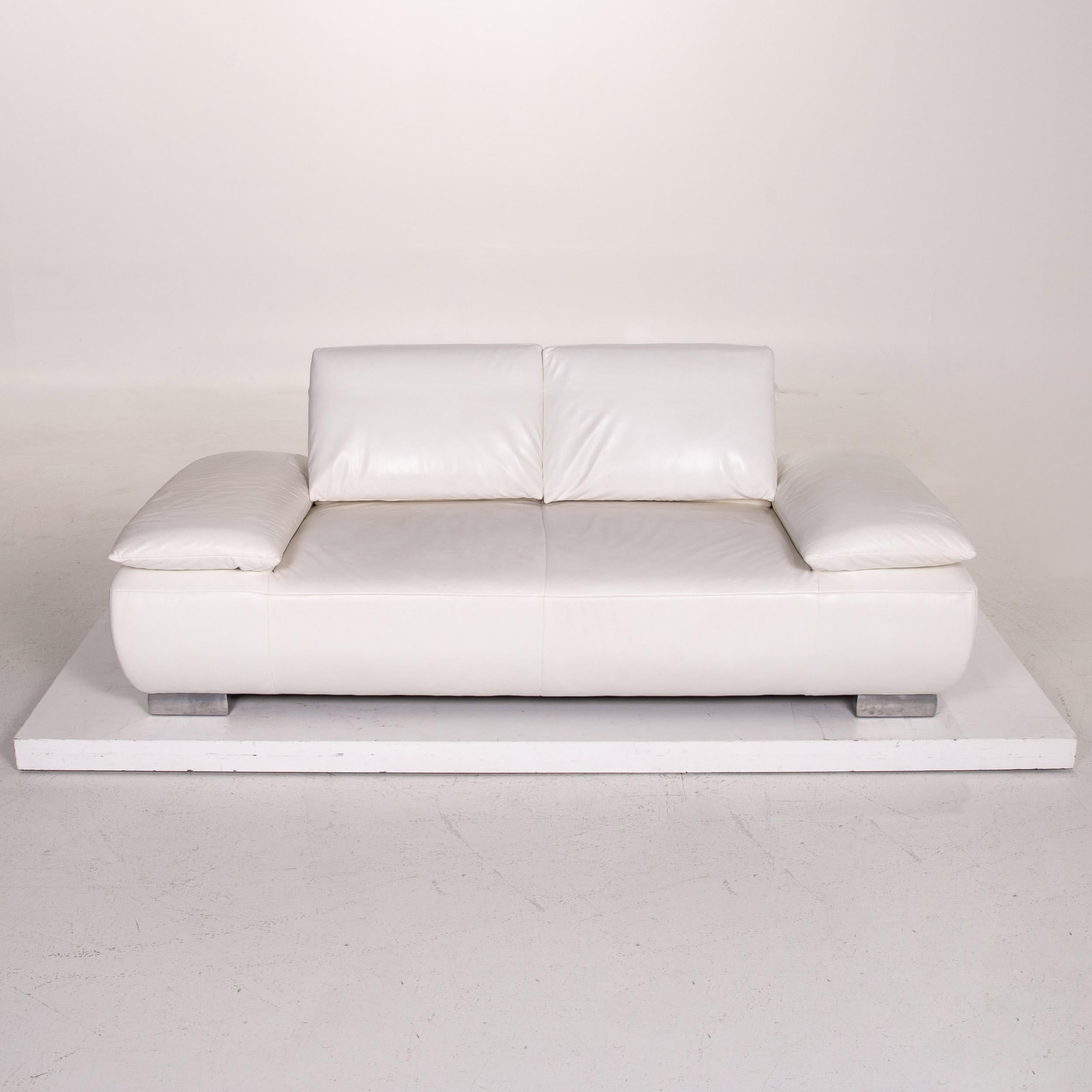Koinor Volare Leather Sofa White Two-Seat Function Couch For Sale 5