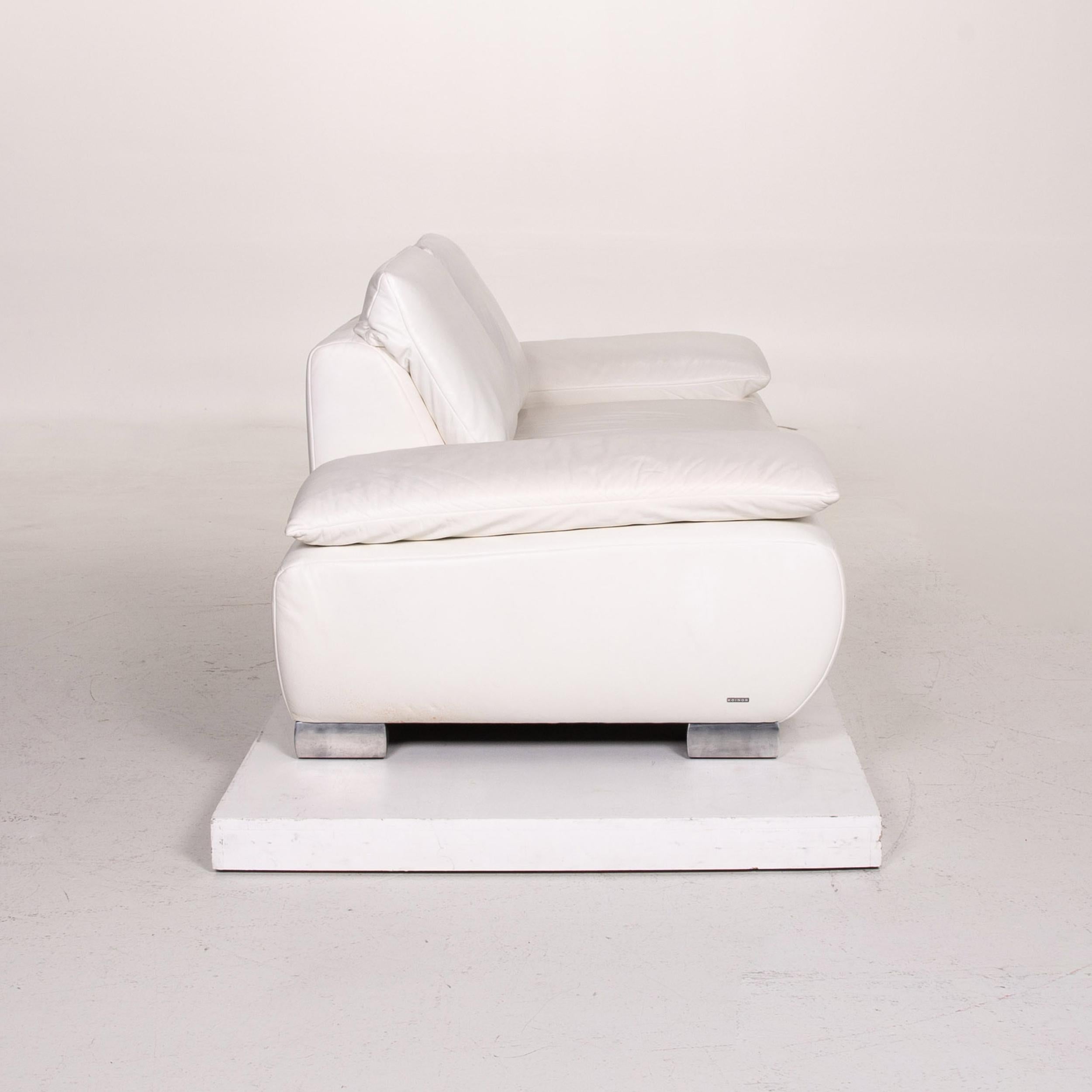 Koinor Volare Leather Sofa White Two-Seat Function Couch For Sale 6