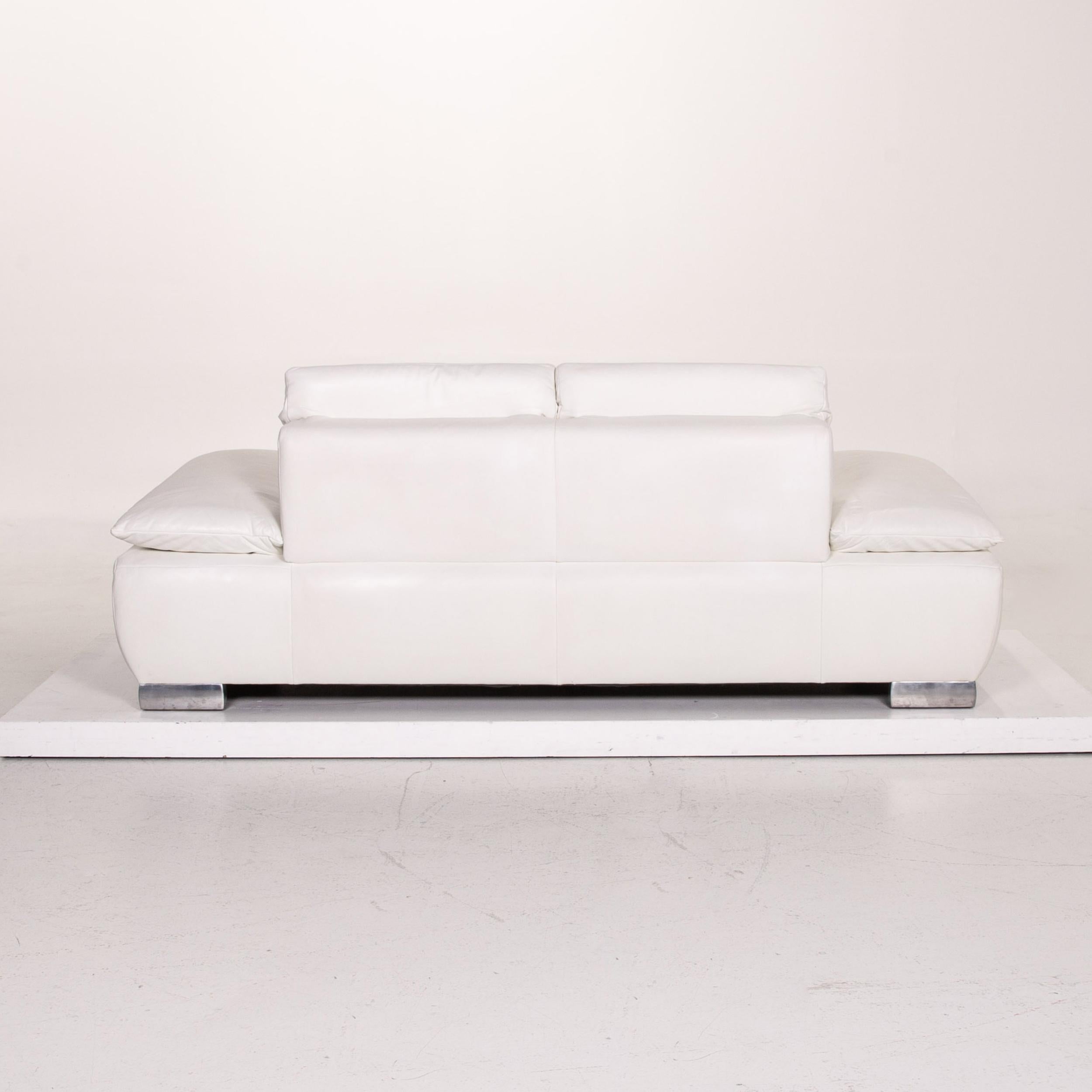 Koinor Volare Leather Sofa White Two-Seat Function Couch For Sale 7
