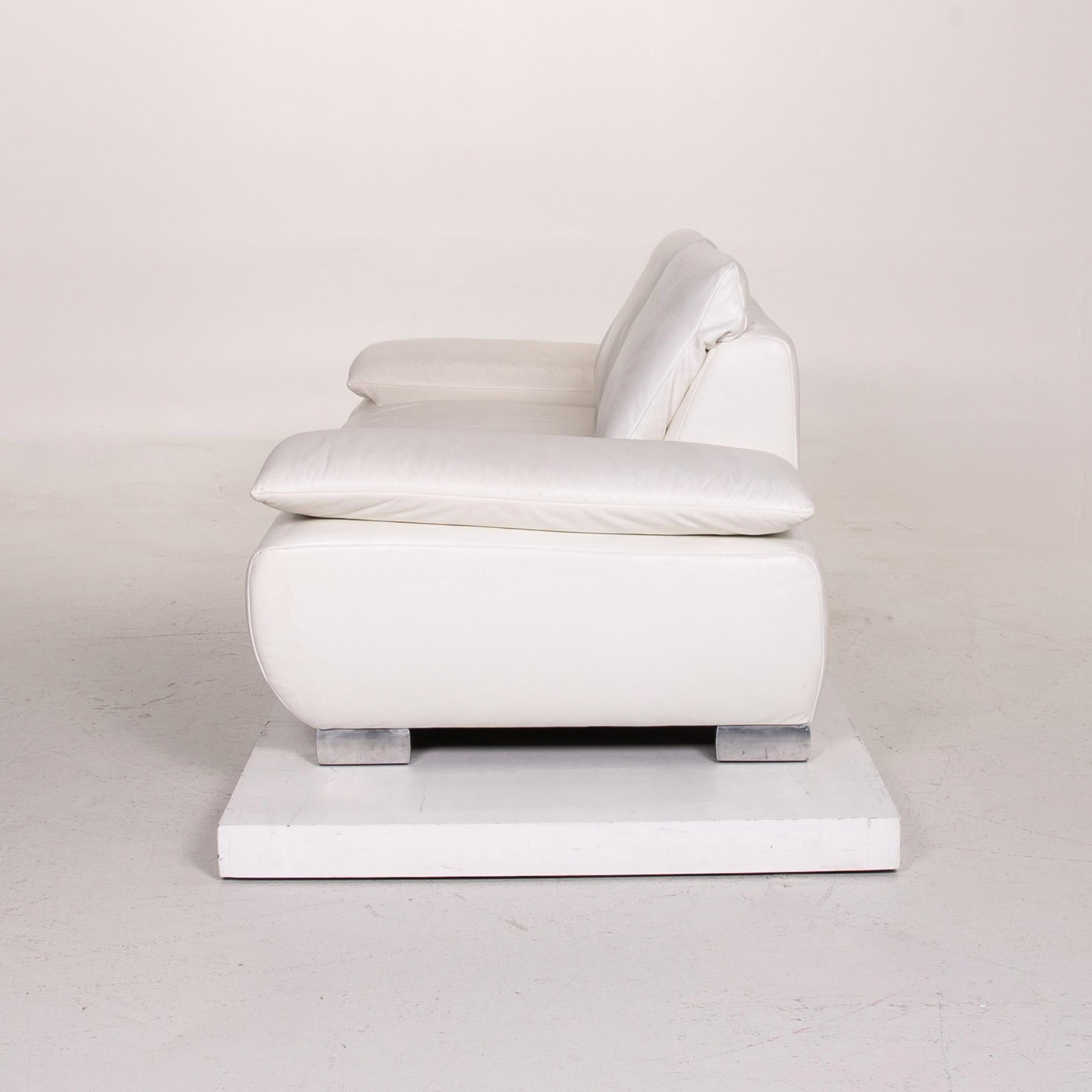 Koinor Volare Leather Sofa White Two-Seat Function Couch For Sale 8