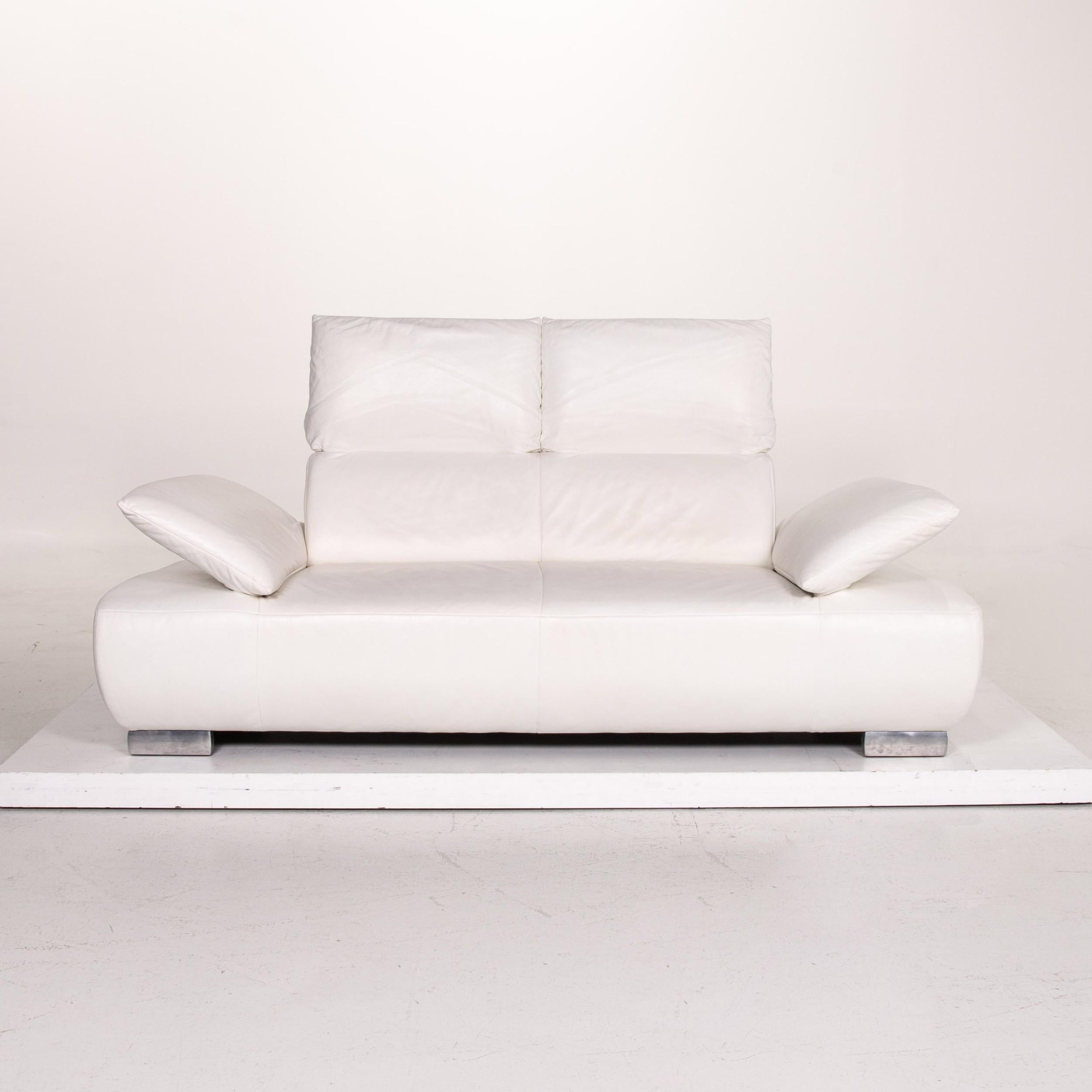Modern Koinor Volare Leather Sofa White Two-Seat Function Couch For Sale