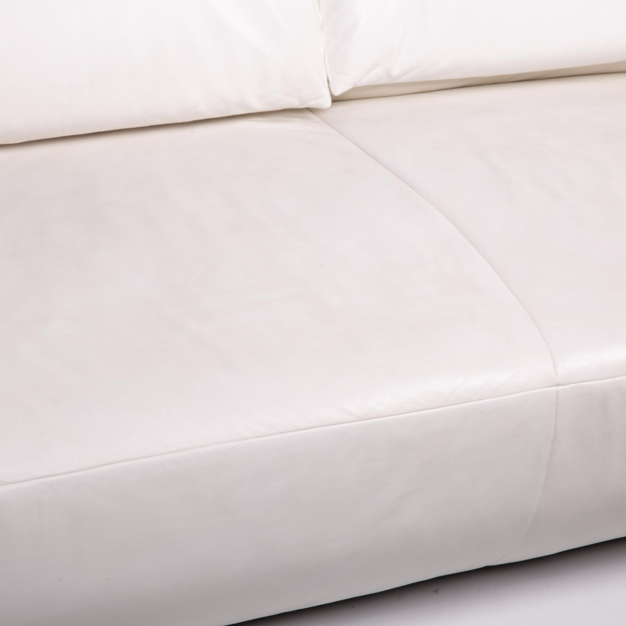 German Koinor Volare Leather Sofa White Two-Seat Function Couch For Sale
