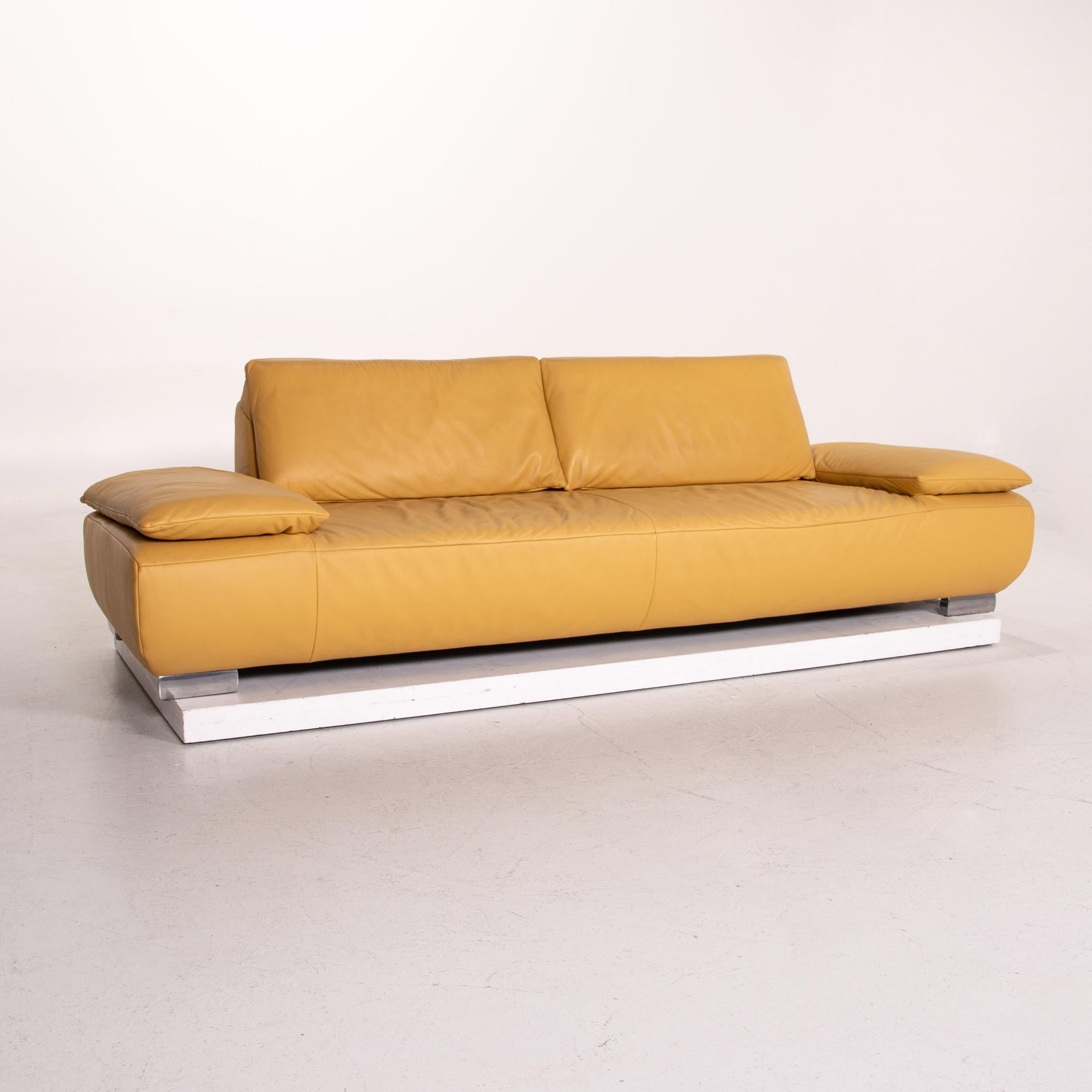 Koinor Volare Leather Sofa Yellow Three-Seat Function Couch For Sale 4