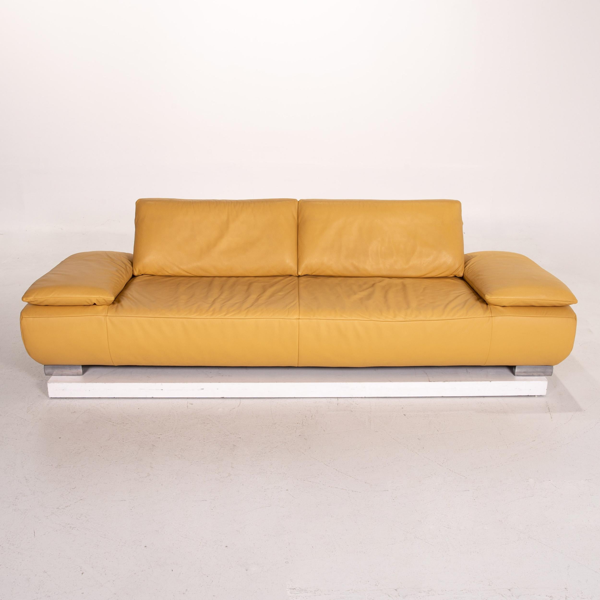 Koinor Volare Leather Sofa Yellow Three-Seat Function Couch For Sale 5