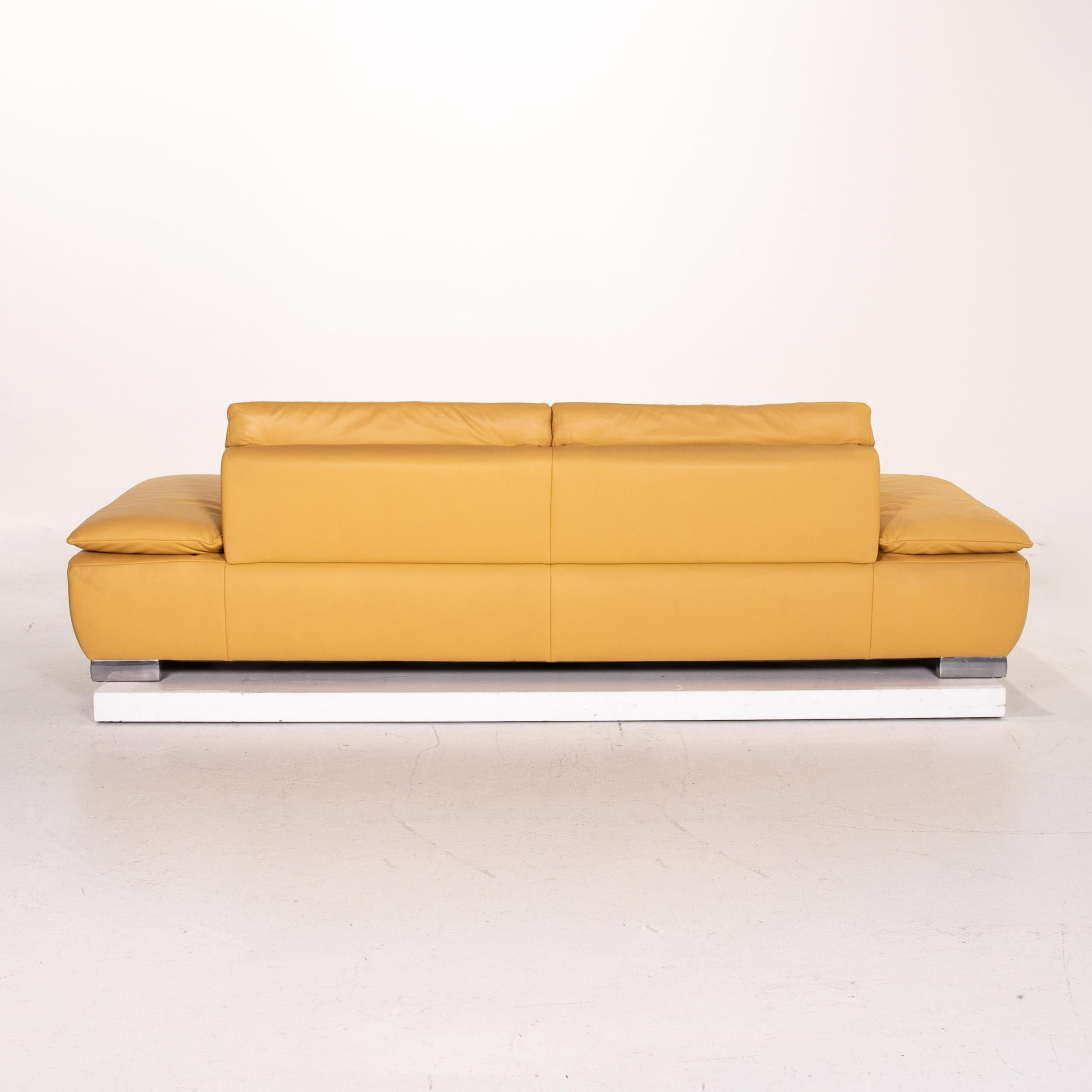Koinor Volare Leather Sofa Yellow Three-Seat Function Couch For Sale 7