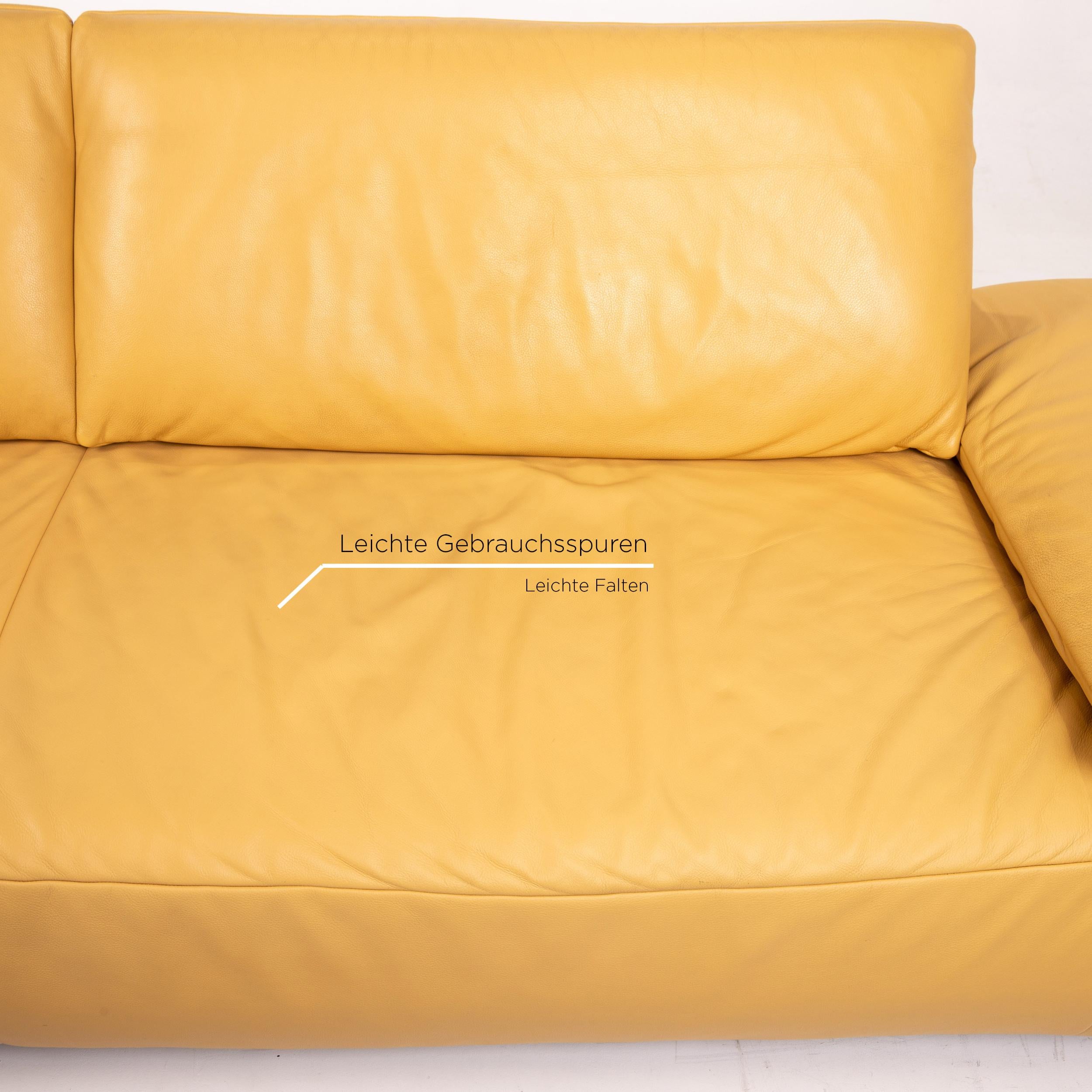 Koinor Volare Leather Sofa Yellow Three-Seat Function Couch In Good Condition For Sale In Cologne, DE