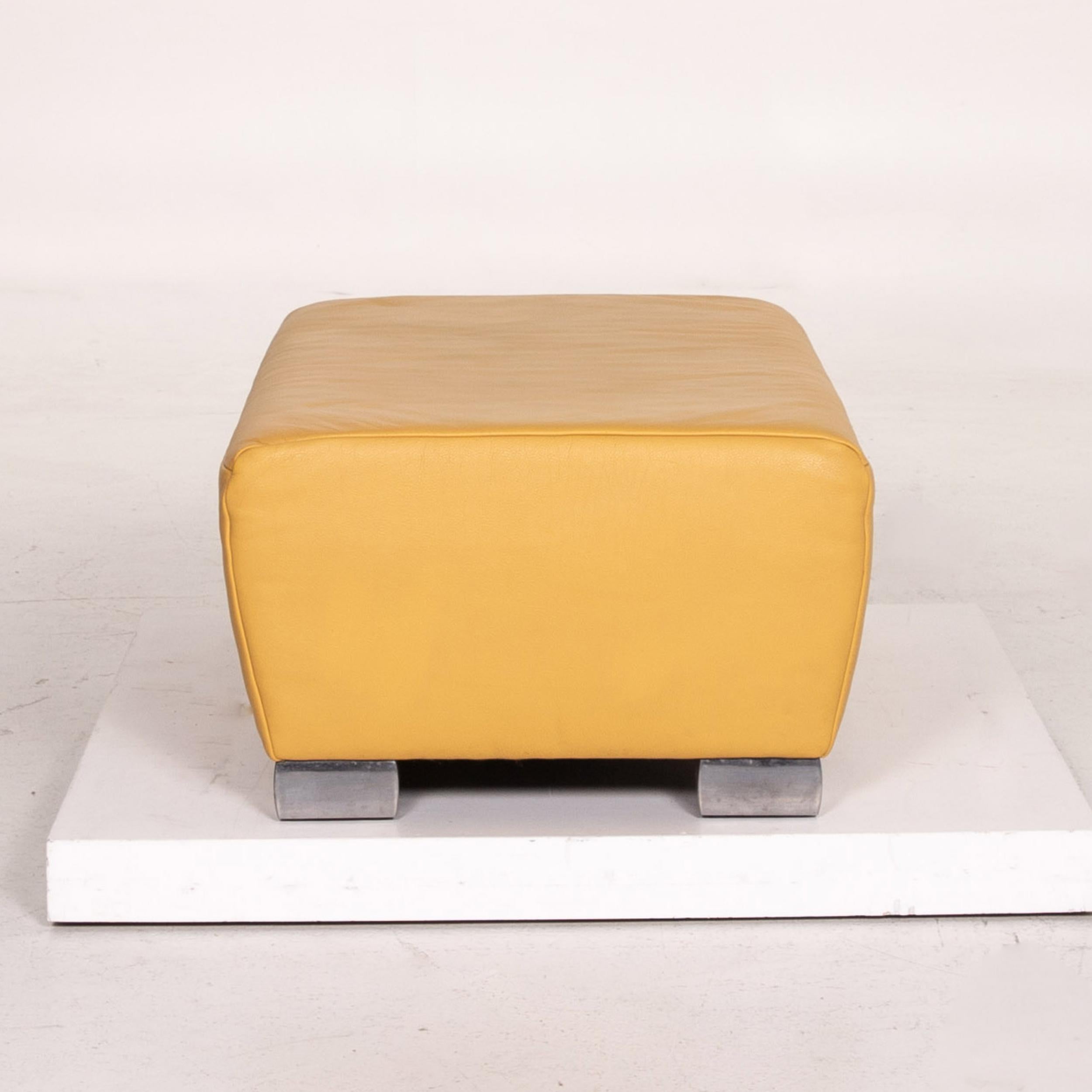 Koinor Volare Leather Stool Yellow Ottoman For Sale 4