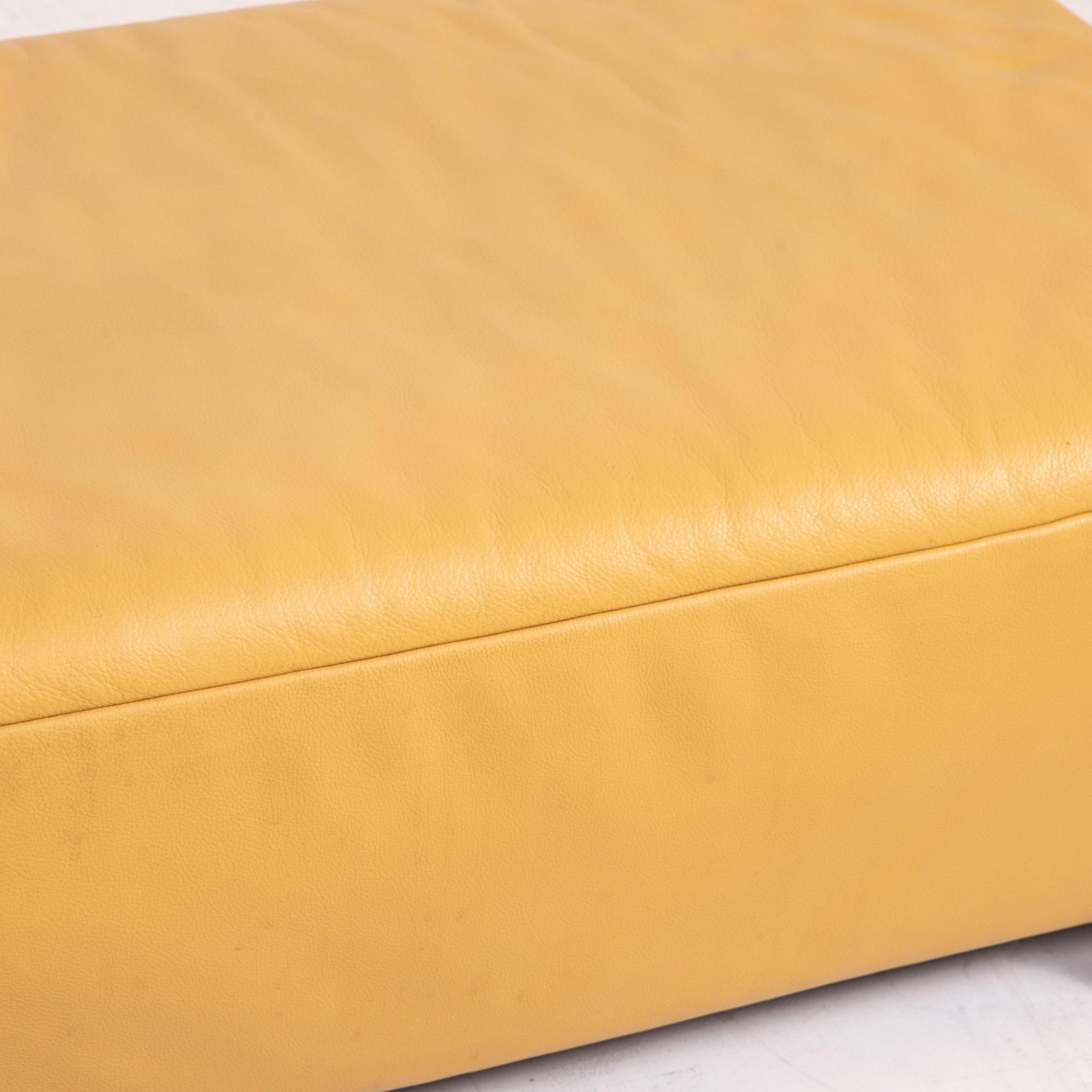 Modern Koinor Volare Leather Stool Yellow Ottoman For Sale