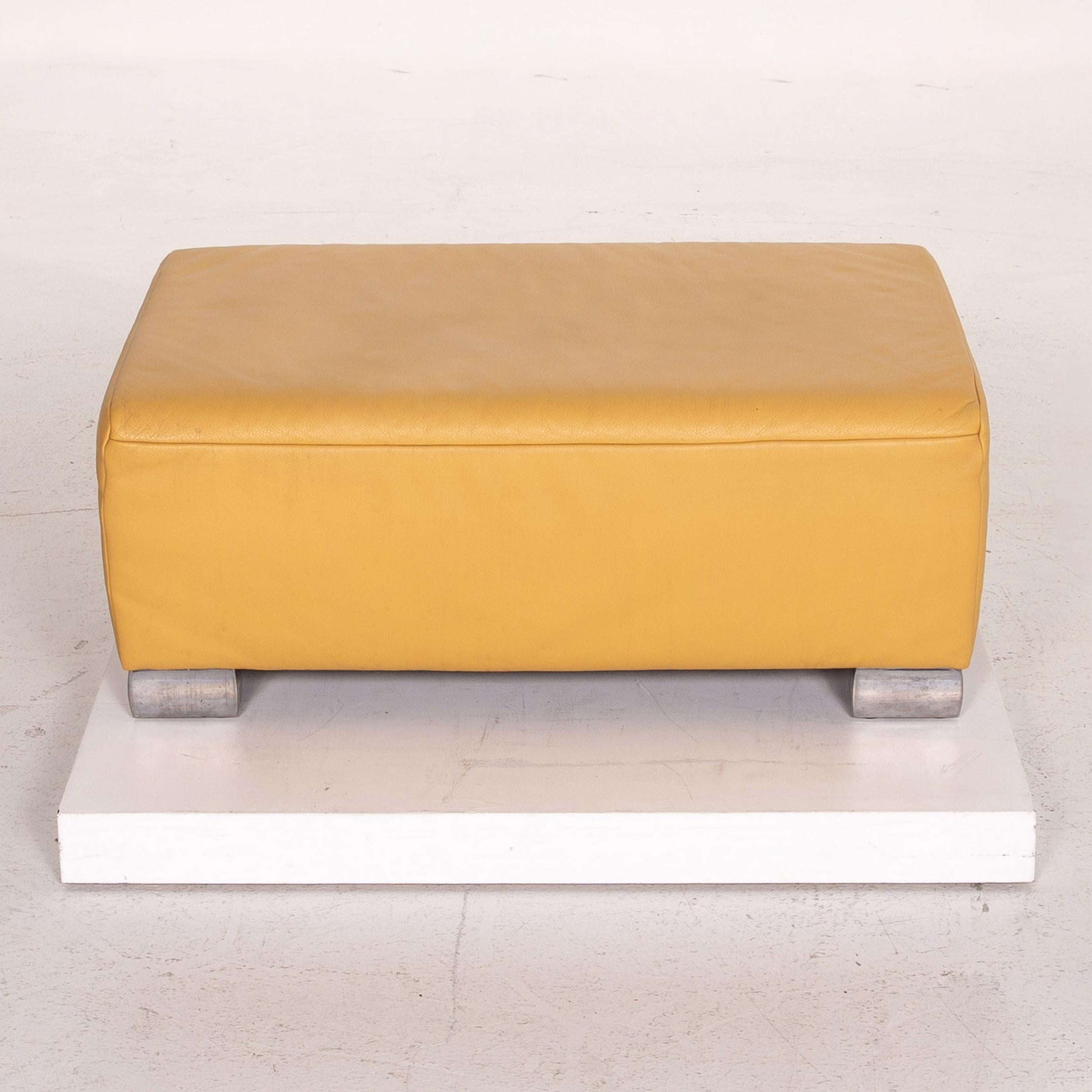 Koinor Volare Leather Stool Yellow Ottoman For Sale 1