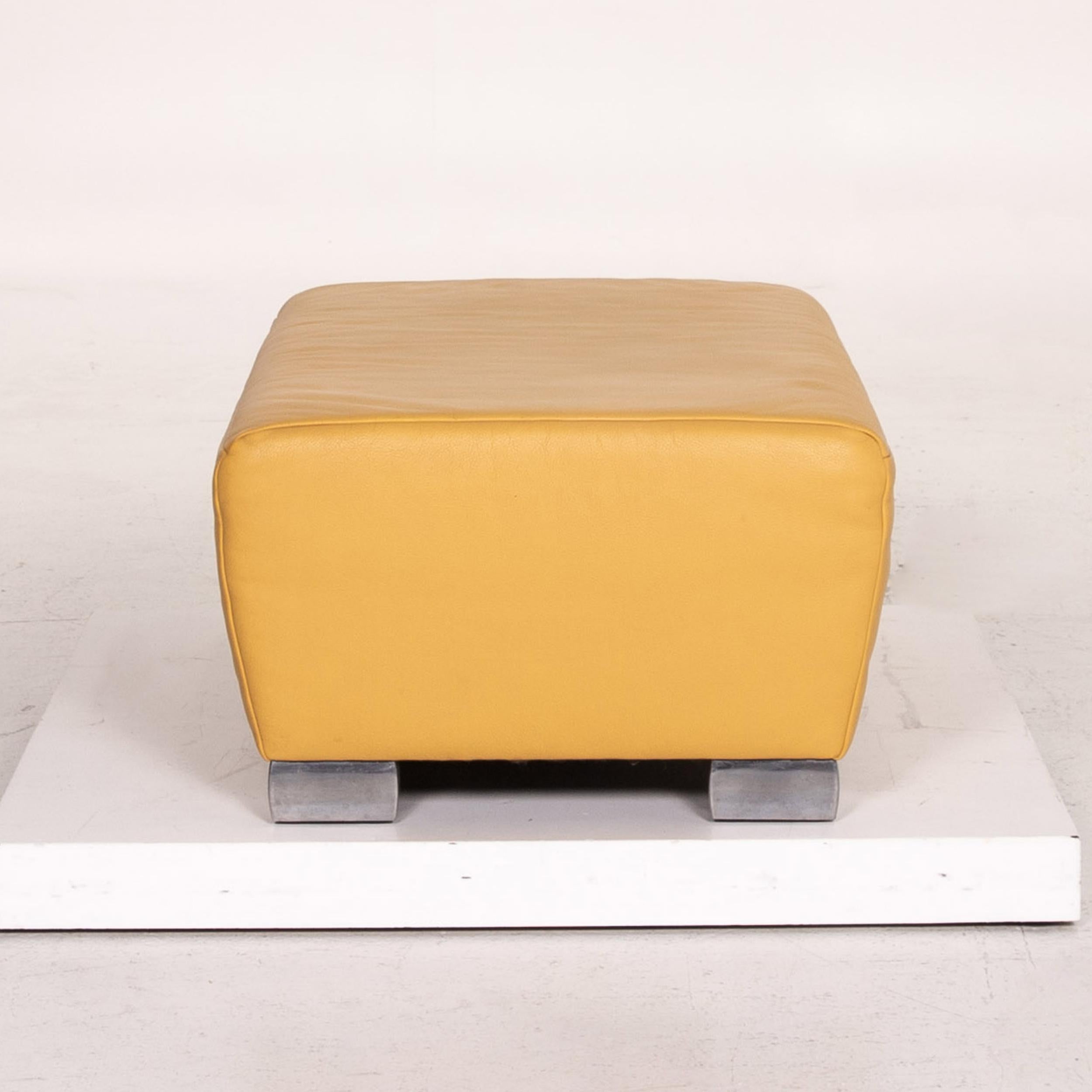 Koinor Volare Leather Stool Yellow Ottoman For Sale 2