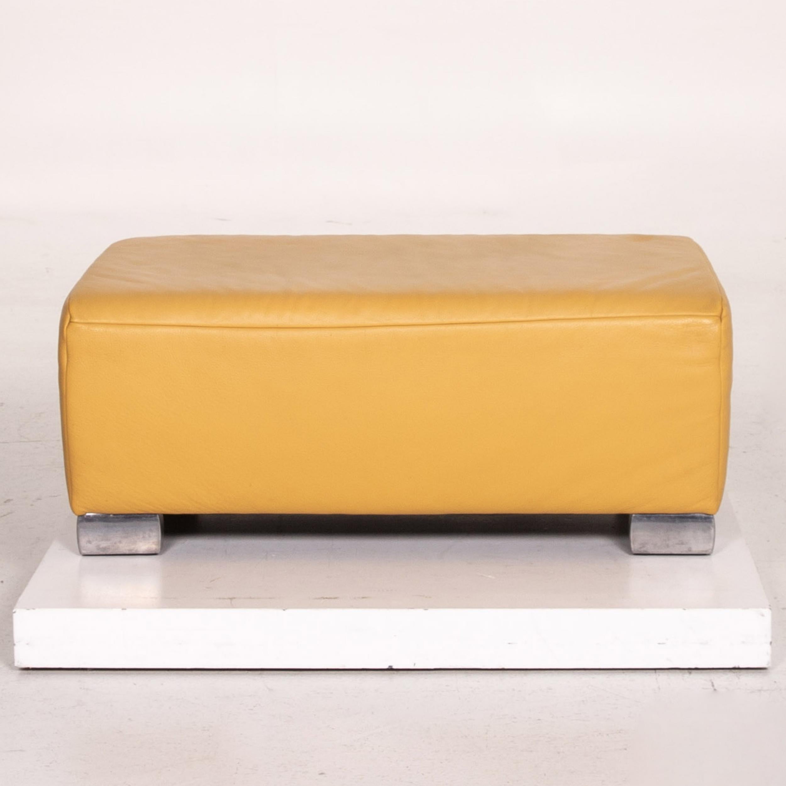 Koinor Volare Leather Stool Yellow Ottoman For Sale 3