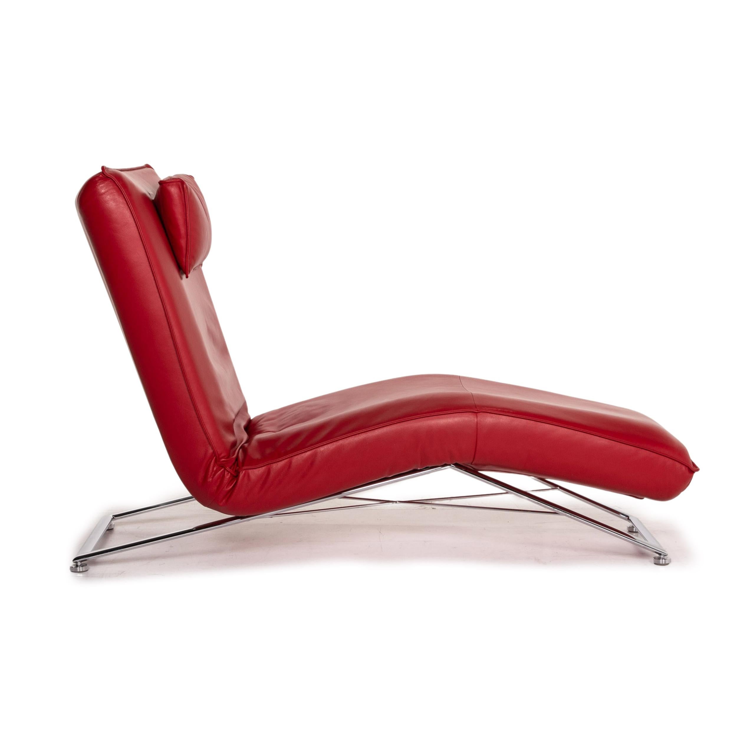 KoinorJeremiah Leather Lounger Red Relaxation Function Relaxation Lounger 4