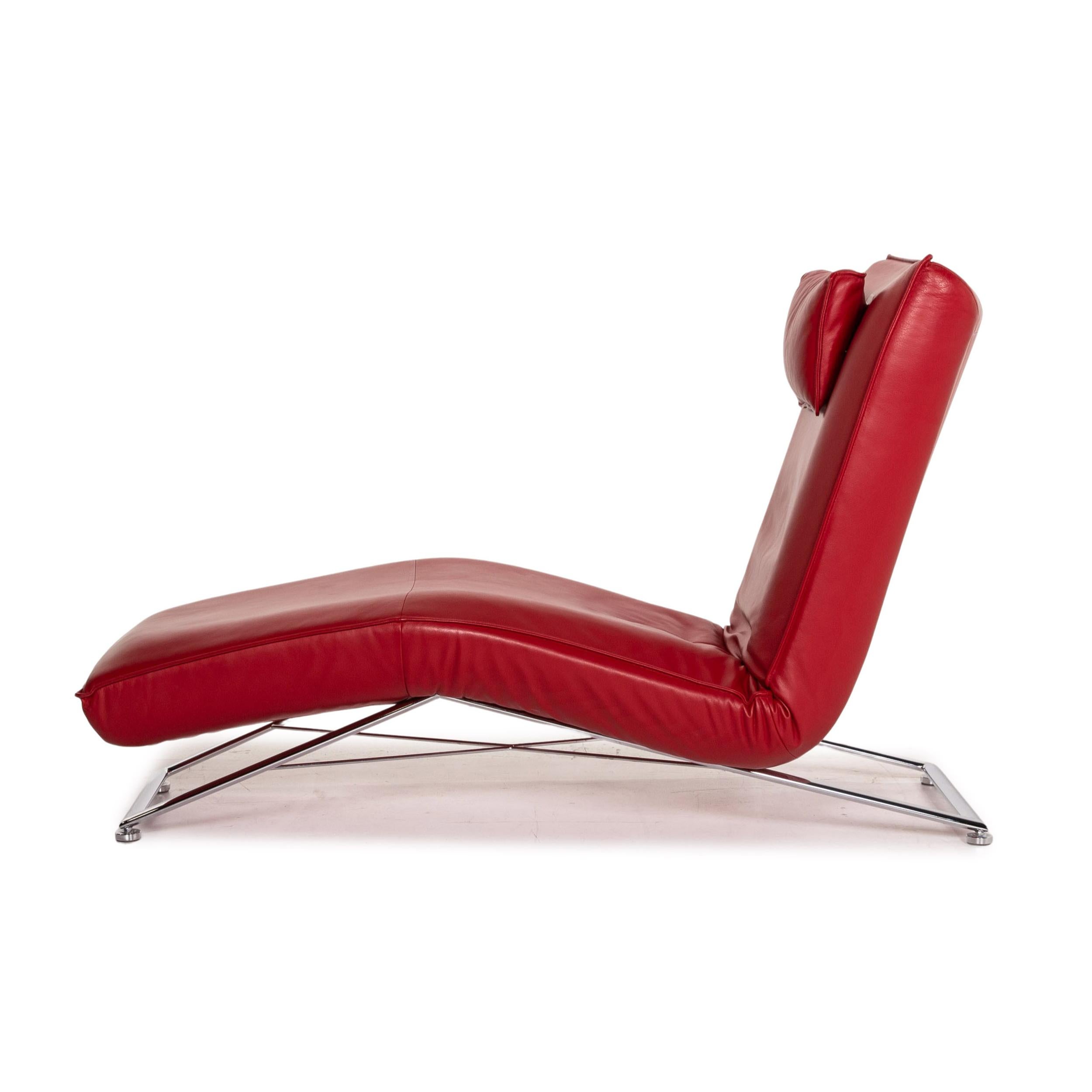 KoinorJeremiah Leather Lounger Red Relaxation Function Relaxation Lounger 6