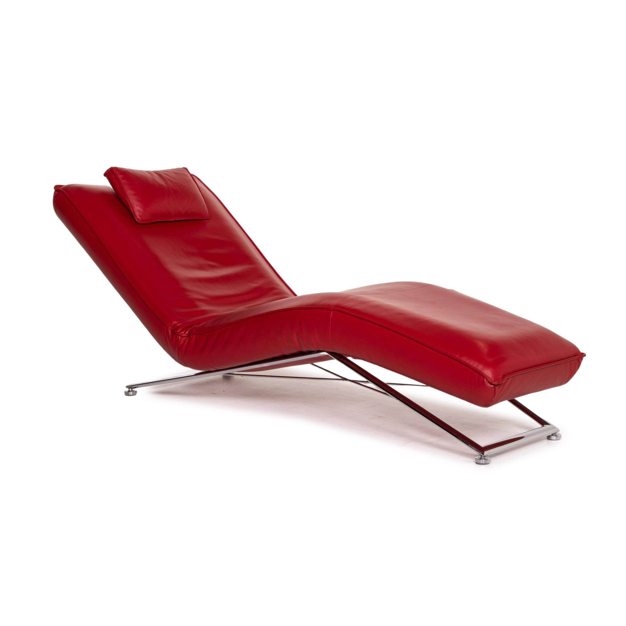 Modern KoinorJeremiah Leather Lounger Red Relaxation Function Relaxation Lounger
