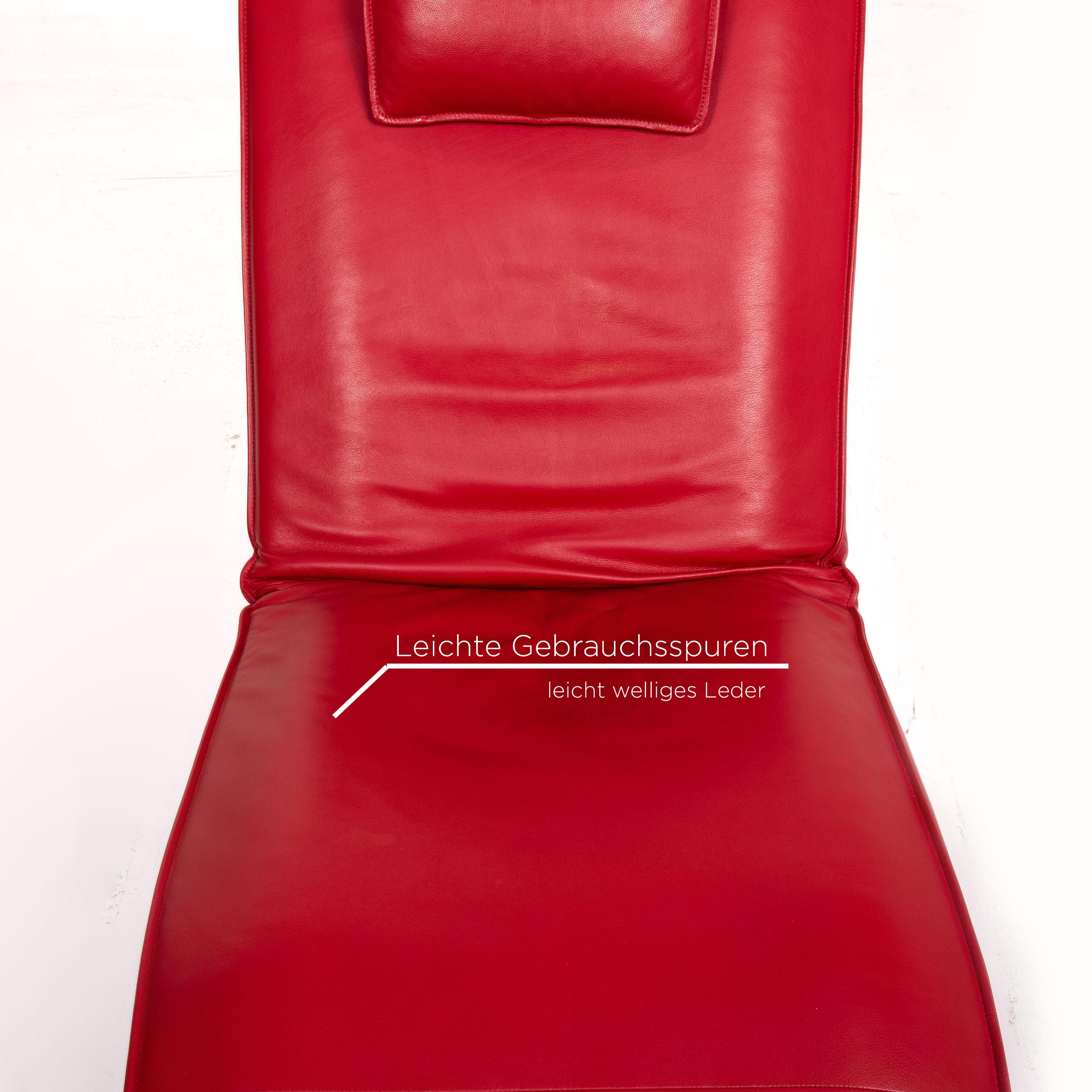 Contemporary KoinorJeremiah Leather Lounger Red Relaxation Function Relaxation Lounger