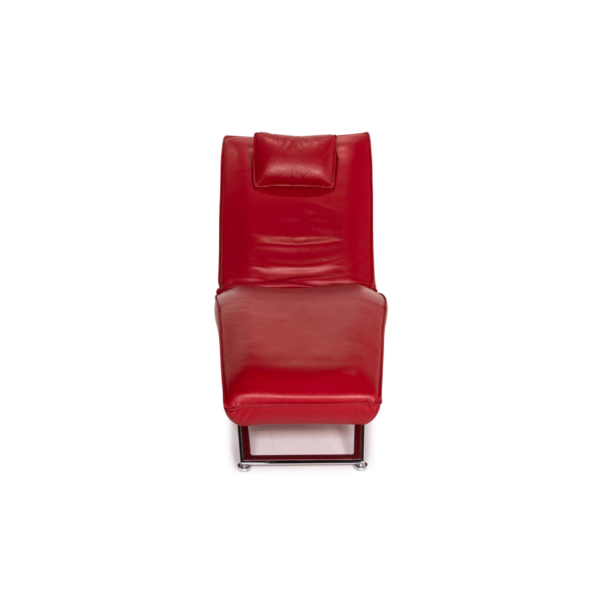 KoinorJeremiah Leather Lounger Red Relaxation Function Relaxation Lounger 3