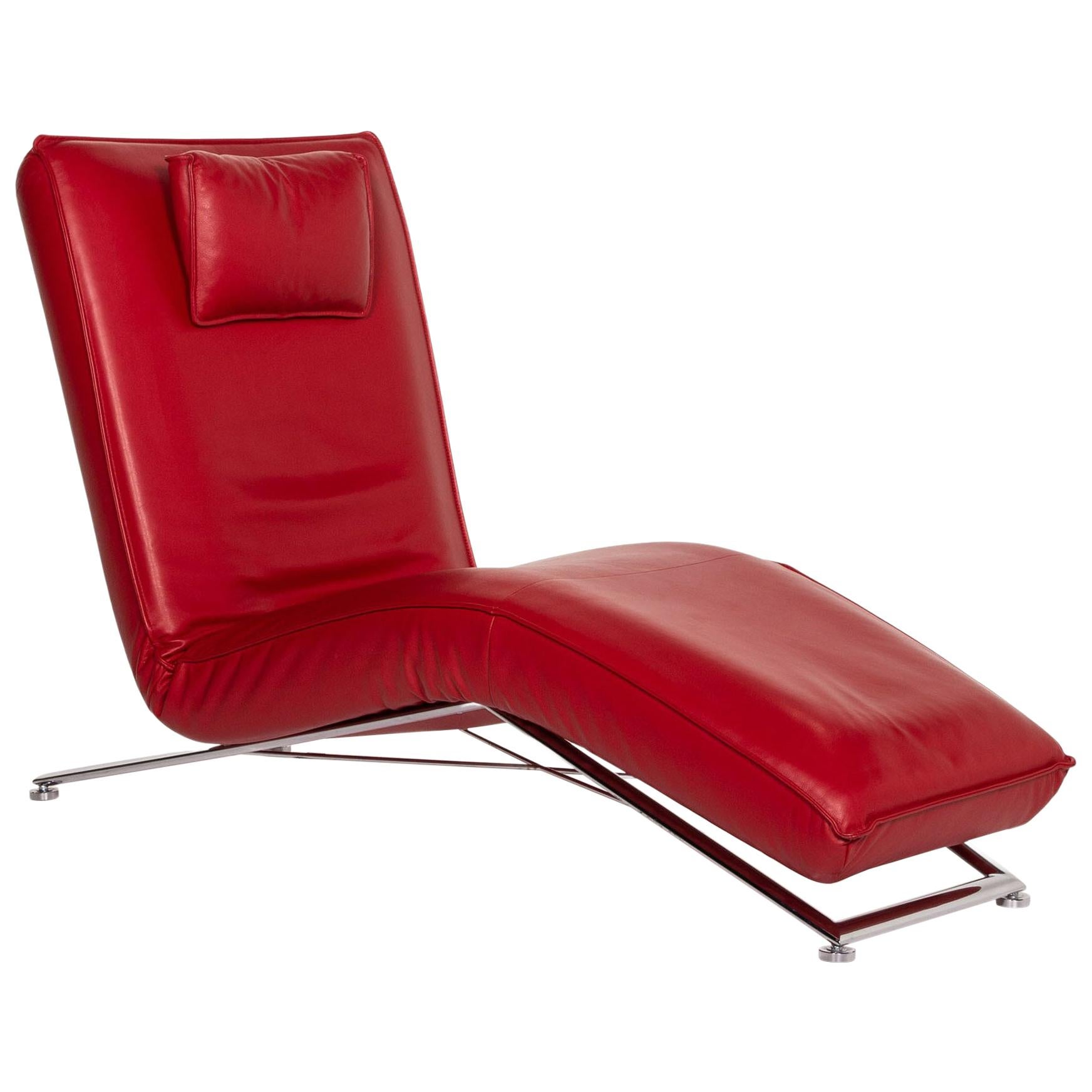 KoinorJeremiah Leather Lounger Red Relaxation Function Relaxation Lounger