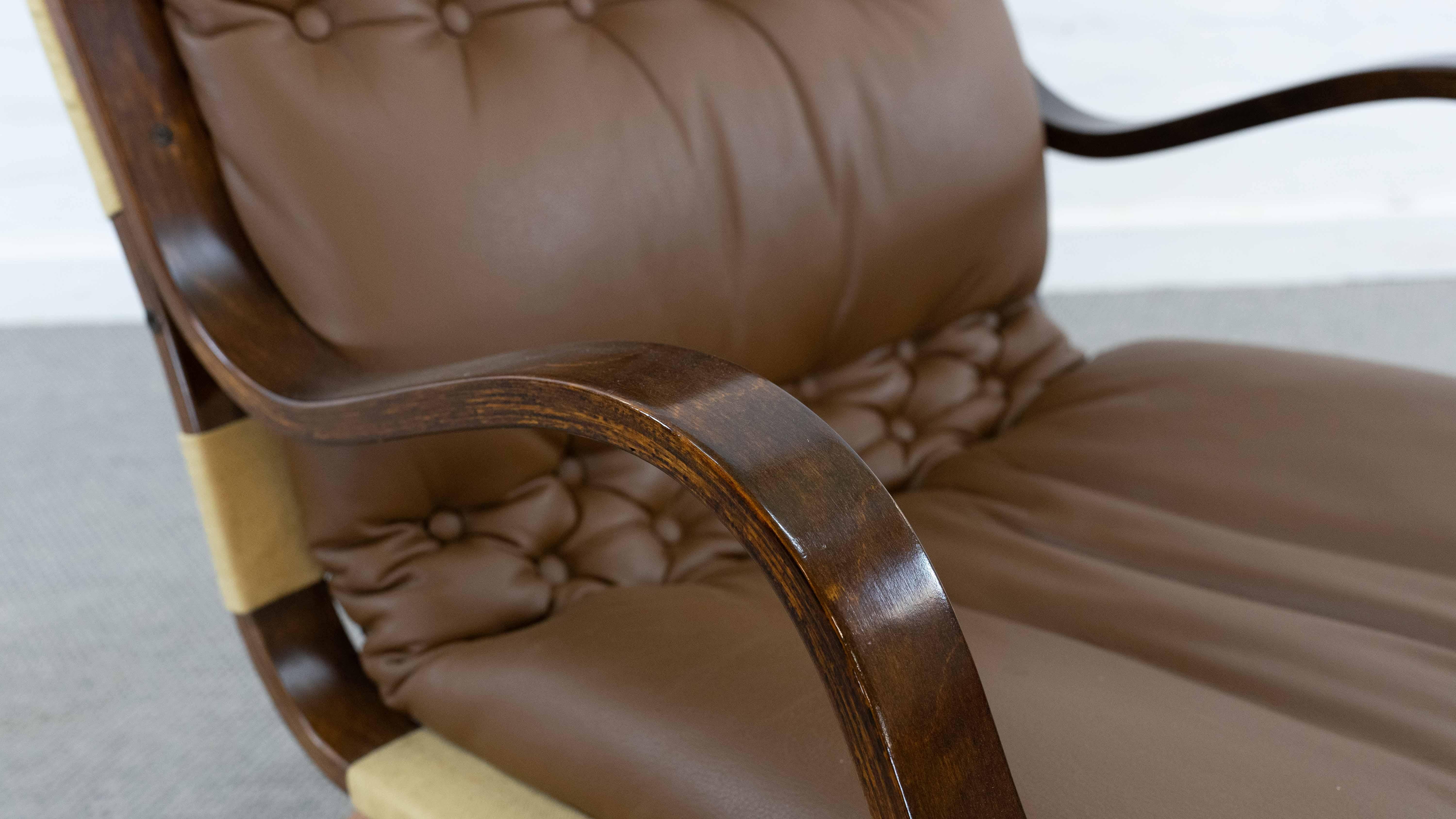 Koivutaru Easy Chair By Esko Pajamies For Asko, Finland In Brown Leather For Sale 4