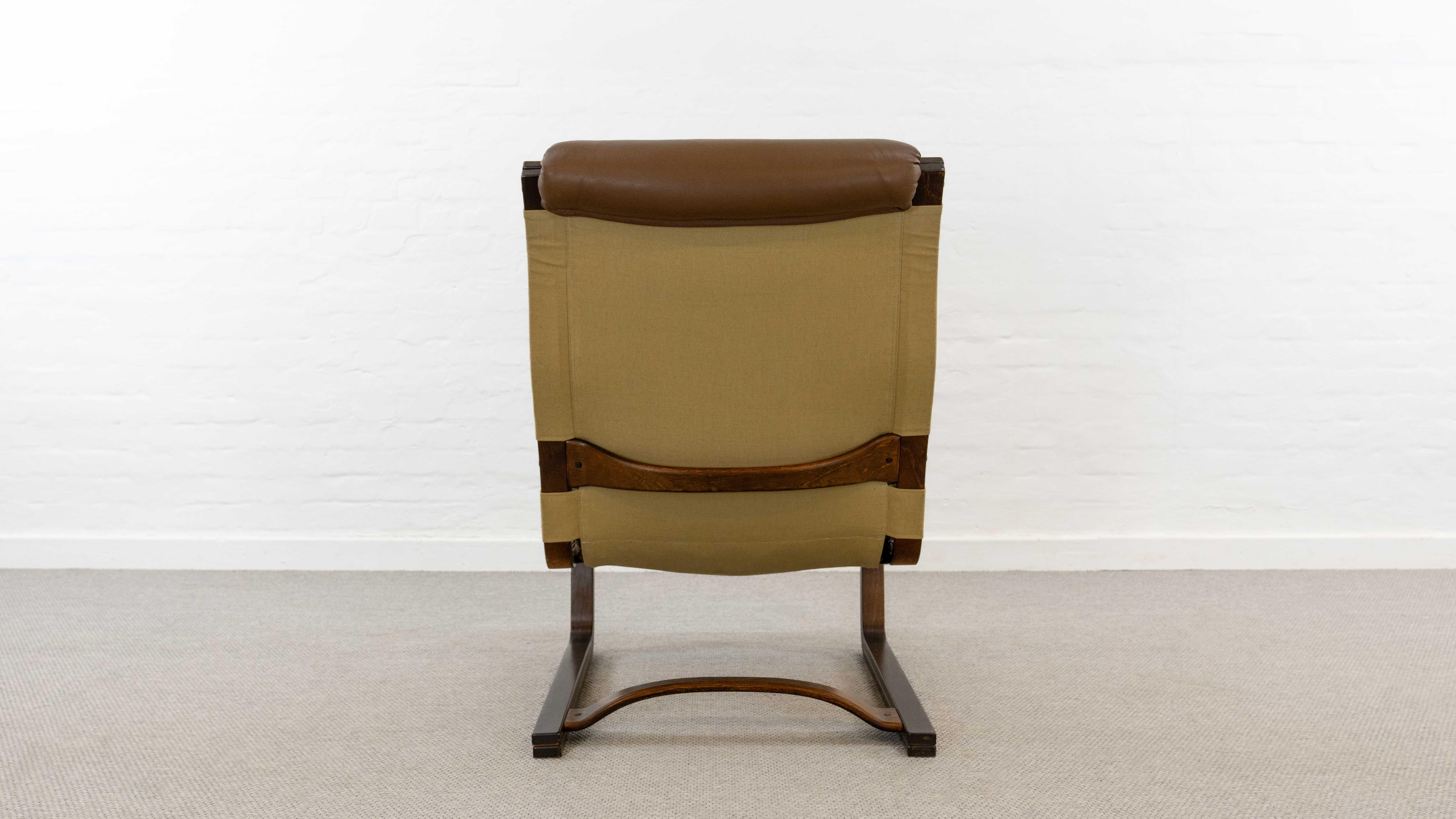 Koivutaru Easy Chair By Esko Pajamies For Asko, Finland In Brown Leather For Sale 1