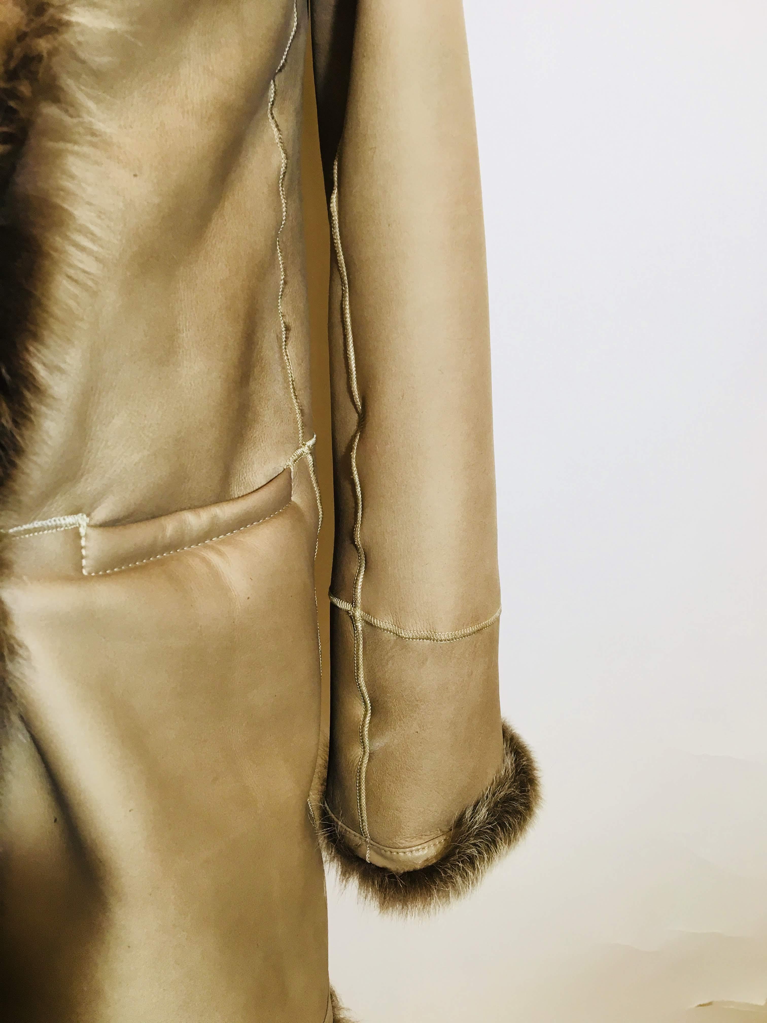 Koja Double Breasted Leather & Fur Coat 1