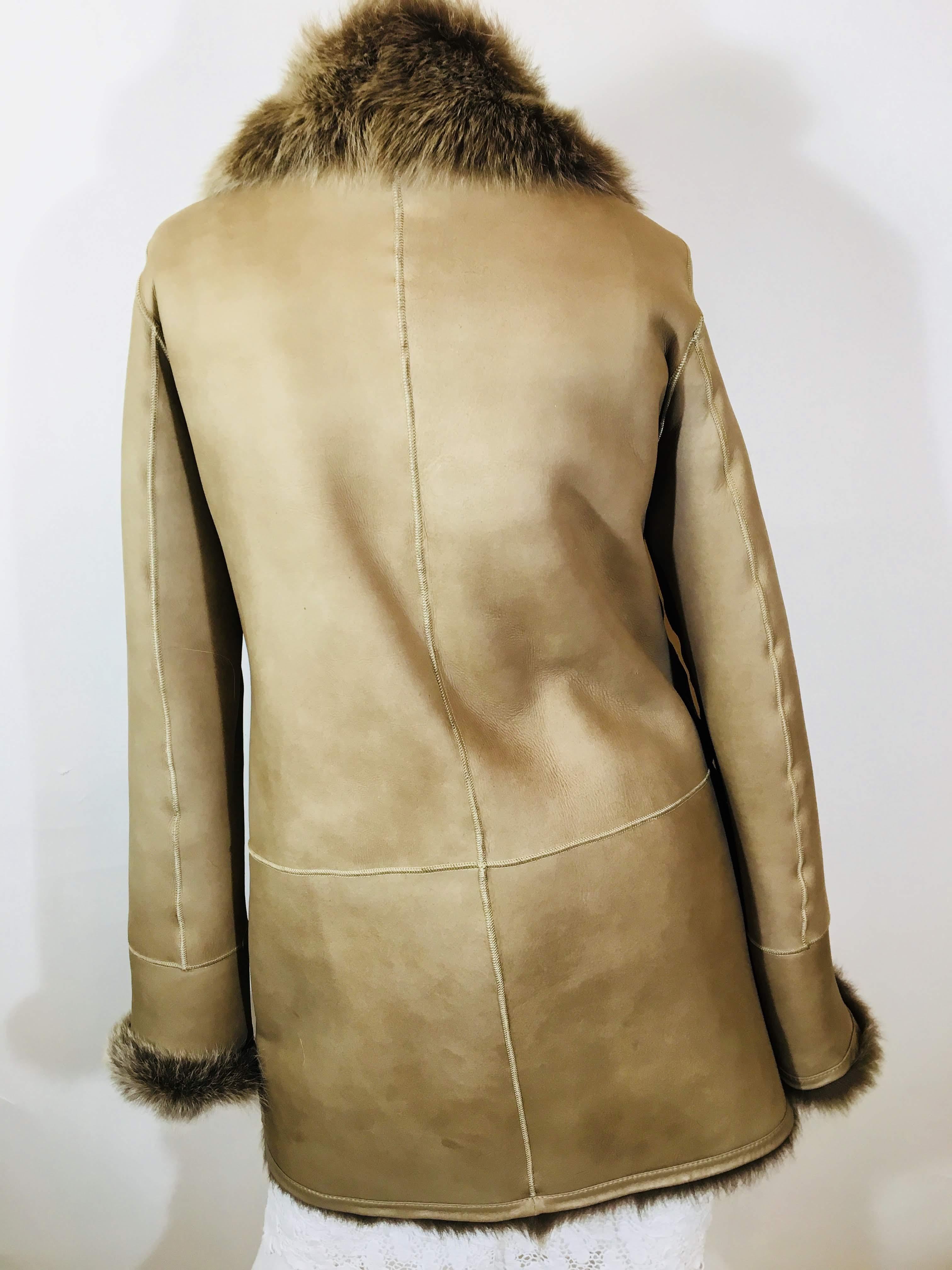 Koja Double Breasted Leather & Fur Coat 2