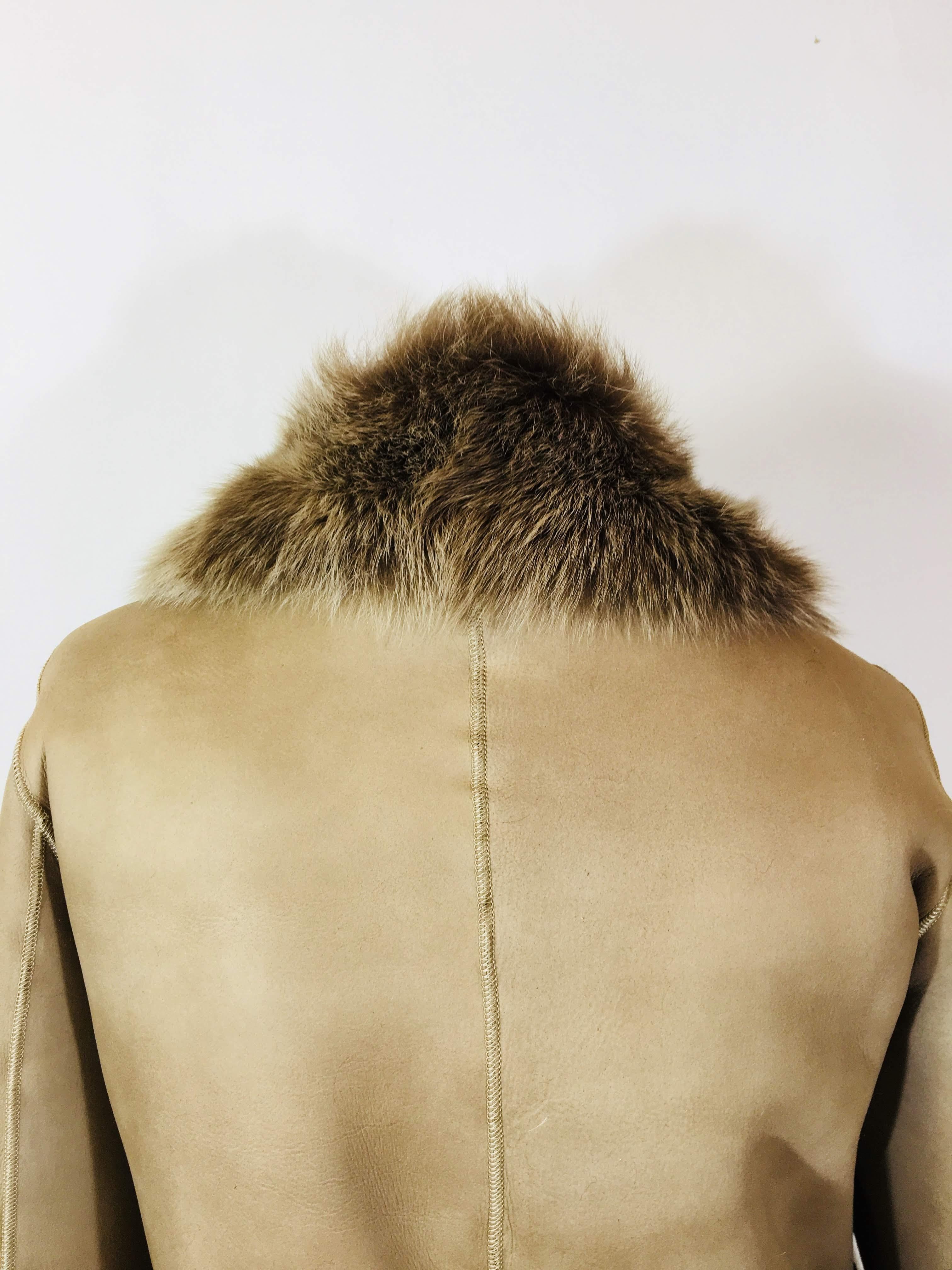 Koja Double Breasted Leather & Fur Coat 3