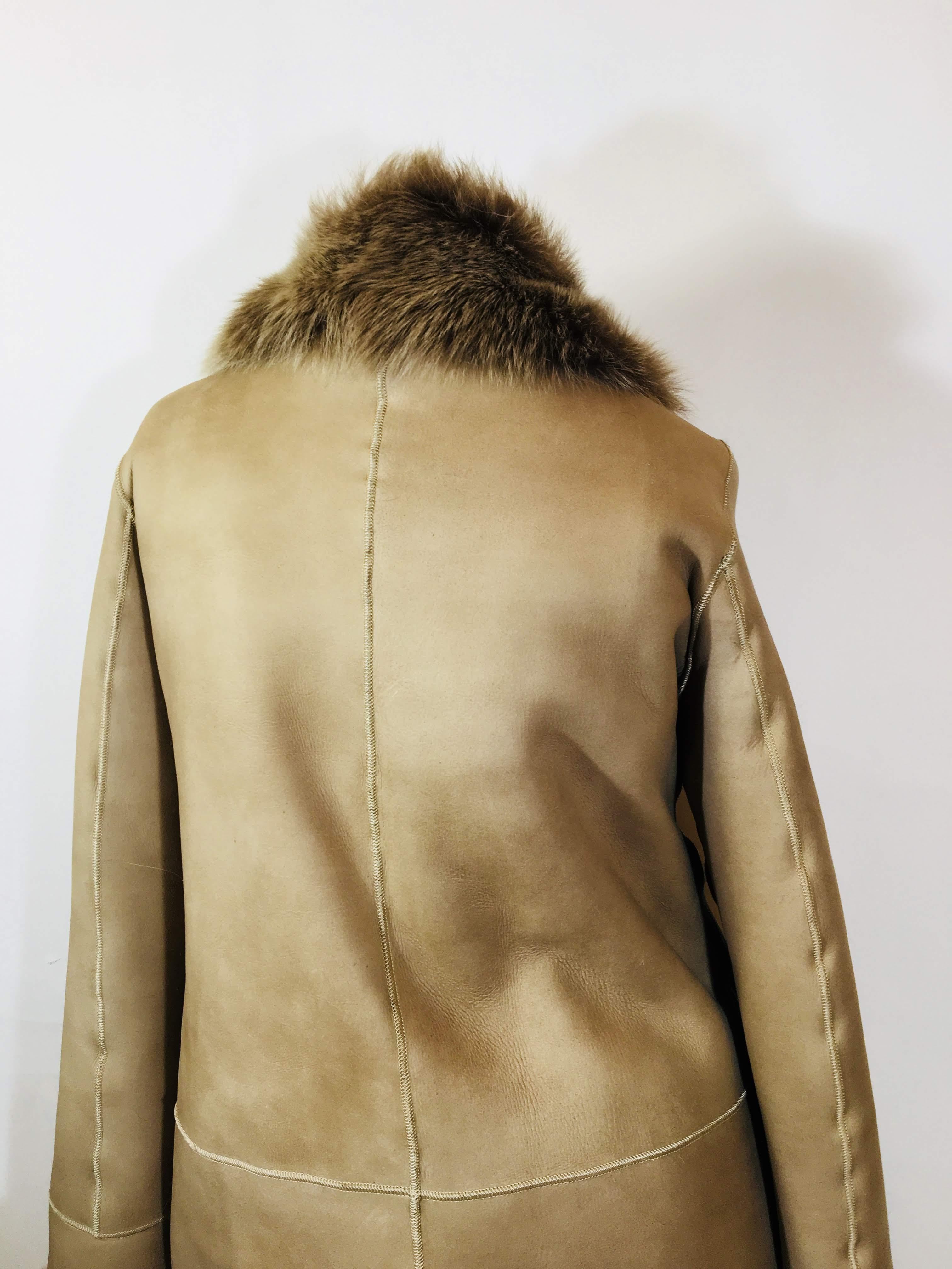 Koja Double Breasted Leather & Fur Coat 4