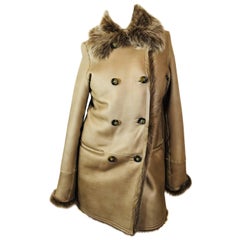 Koja Double Breasted Leather & Fur Coat