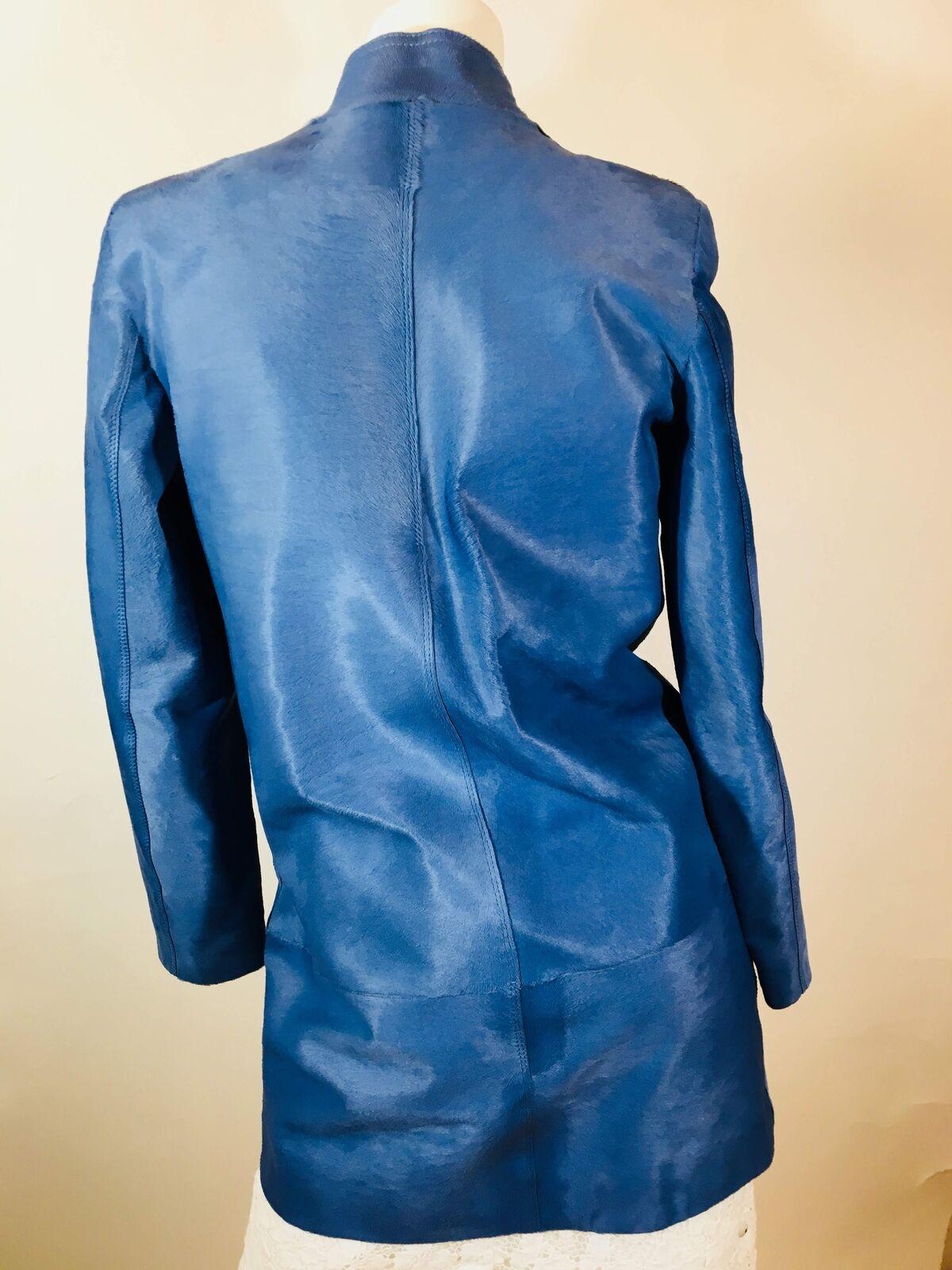 Koja Womens Cobalt Blue Lambskin Size XS Coat 2