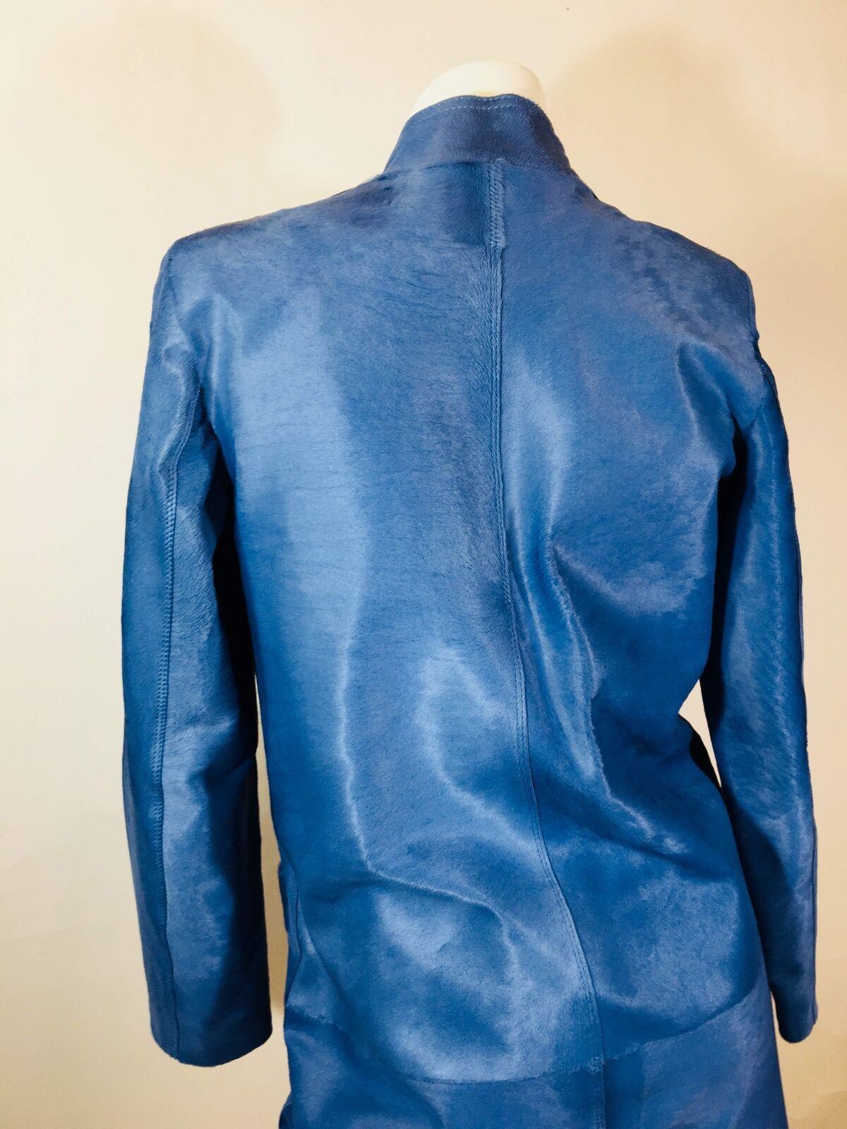 Koja Womens Cobalt Blue Lambskin Size XS Coat 4