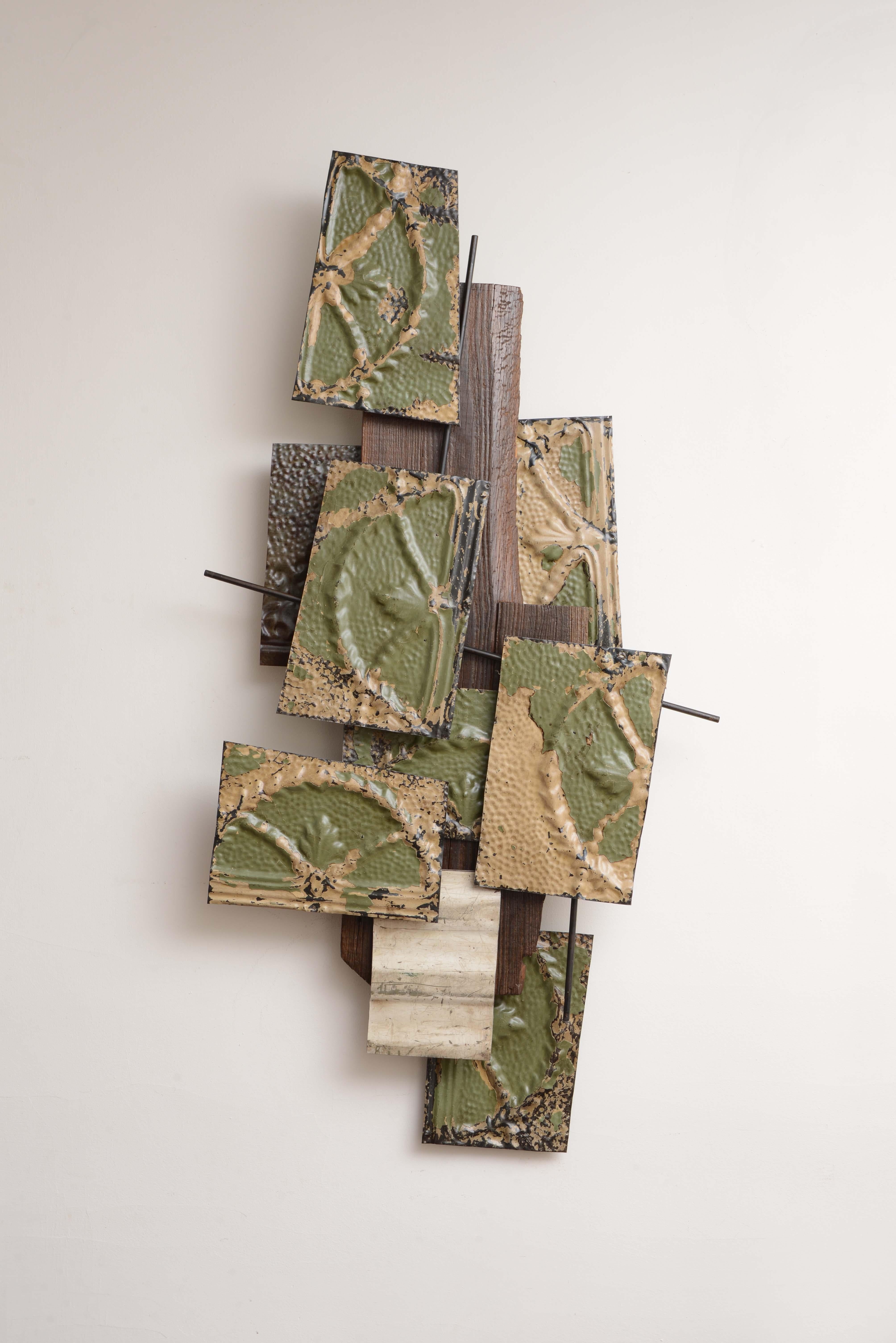 Koji Takei Abstract Sculpture - Tin Tiles with Rods