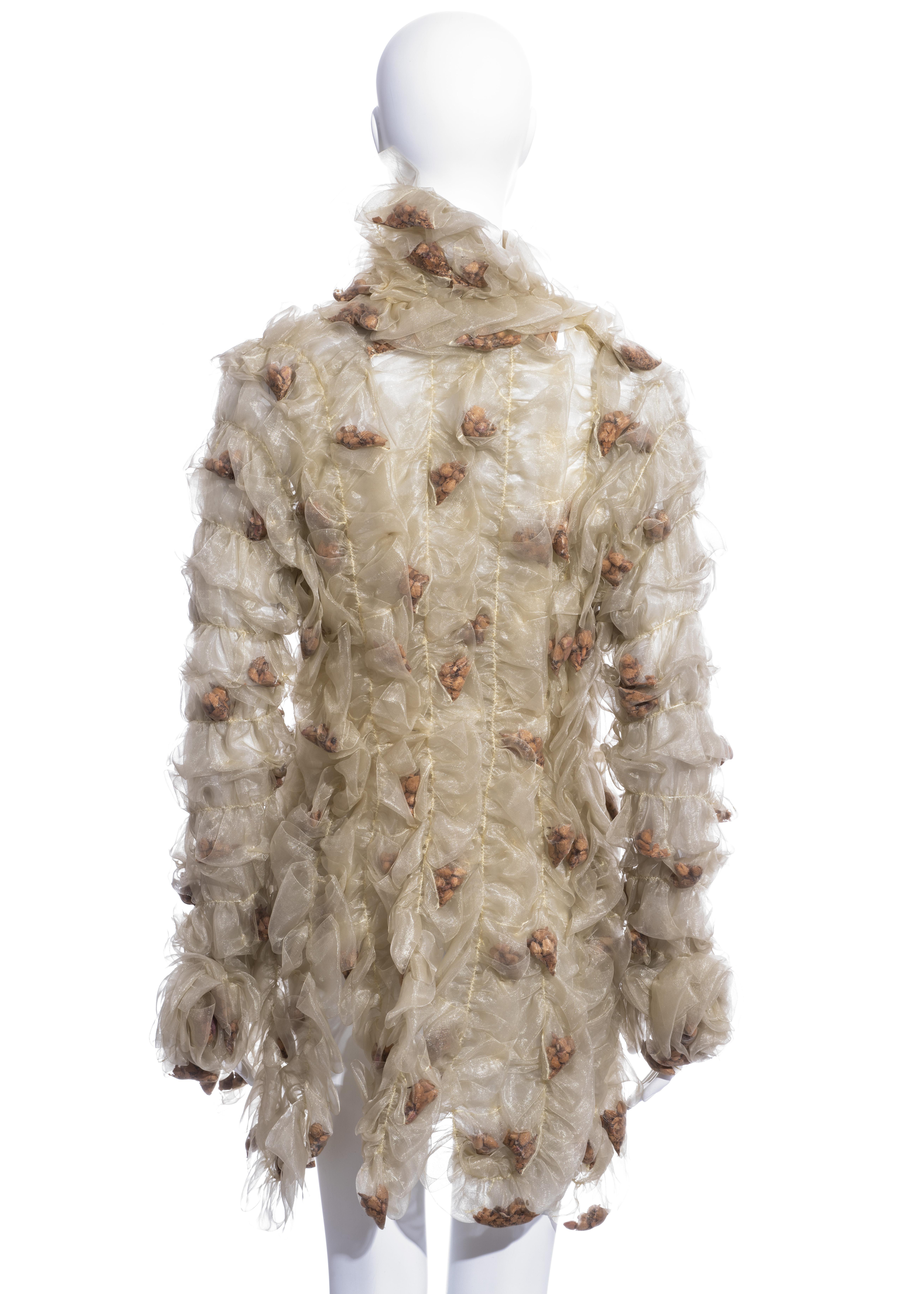 Women's Koji Tatsuno chiffon smocked jacket with incased dried roses, fw 1991 For Sale