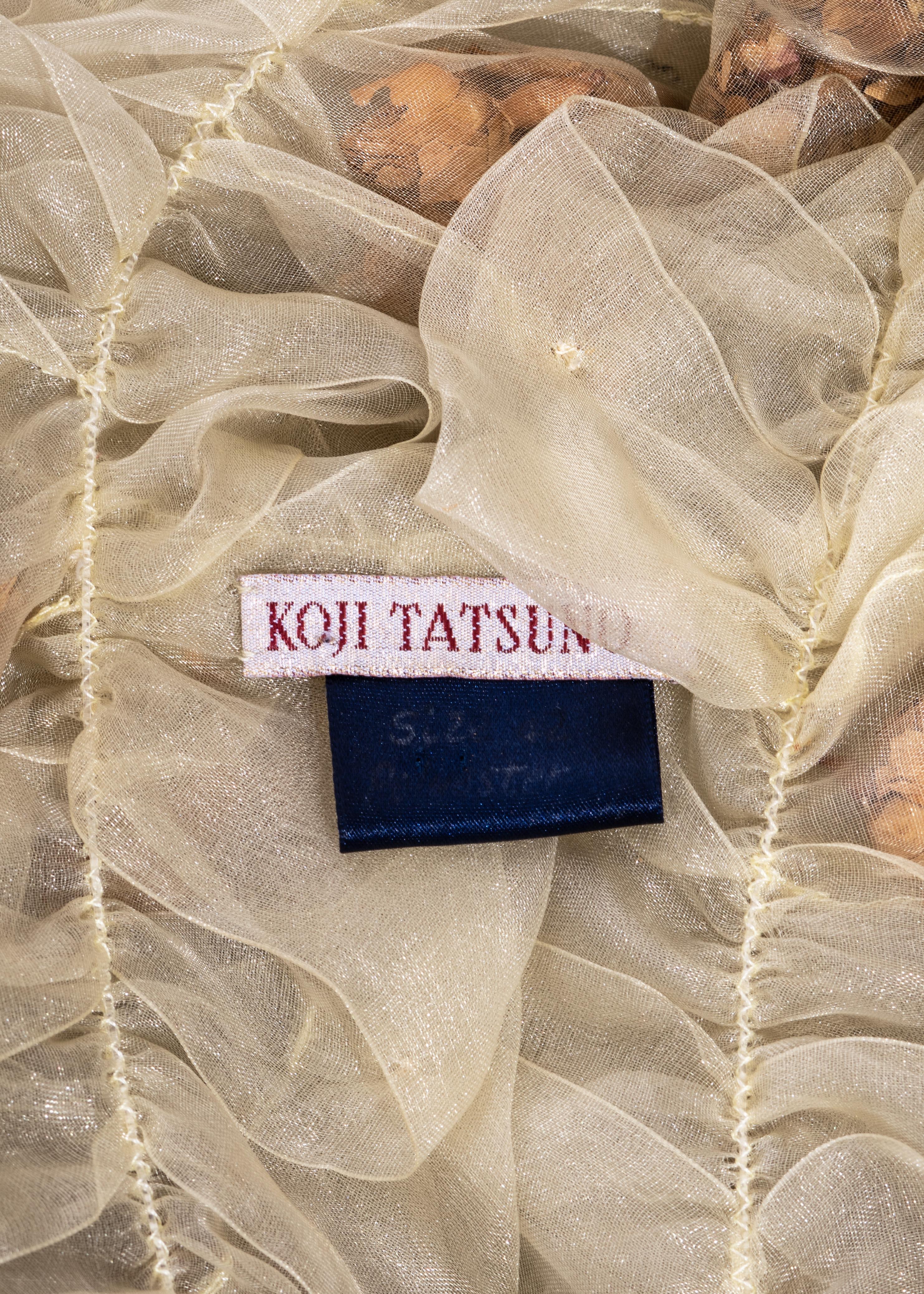 Koji Tatsuno chiffon smocked jacket with incased dried roses, fw 1991 For Sale 2