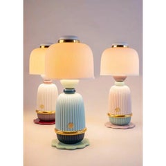 Kokeshi Cordless Porcelain Lamp in Light Blue, Mint Green and Navy
