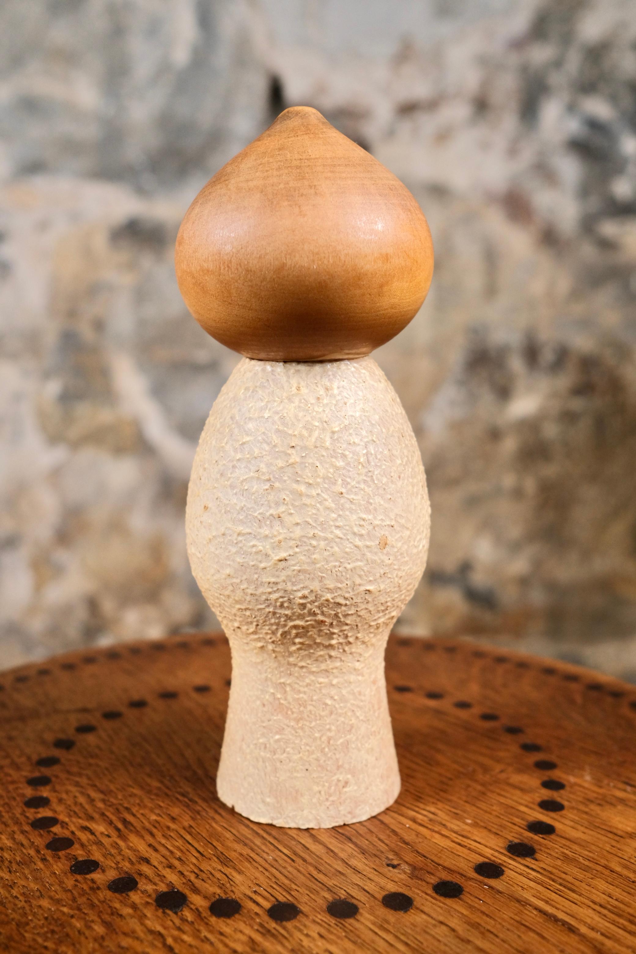 Hand-Carved Kokeshi Mushin or Innocence, small size, by Masao Watanabe, Japan, 1969