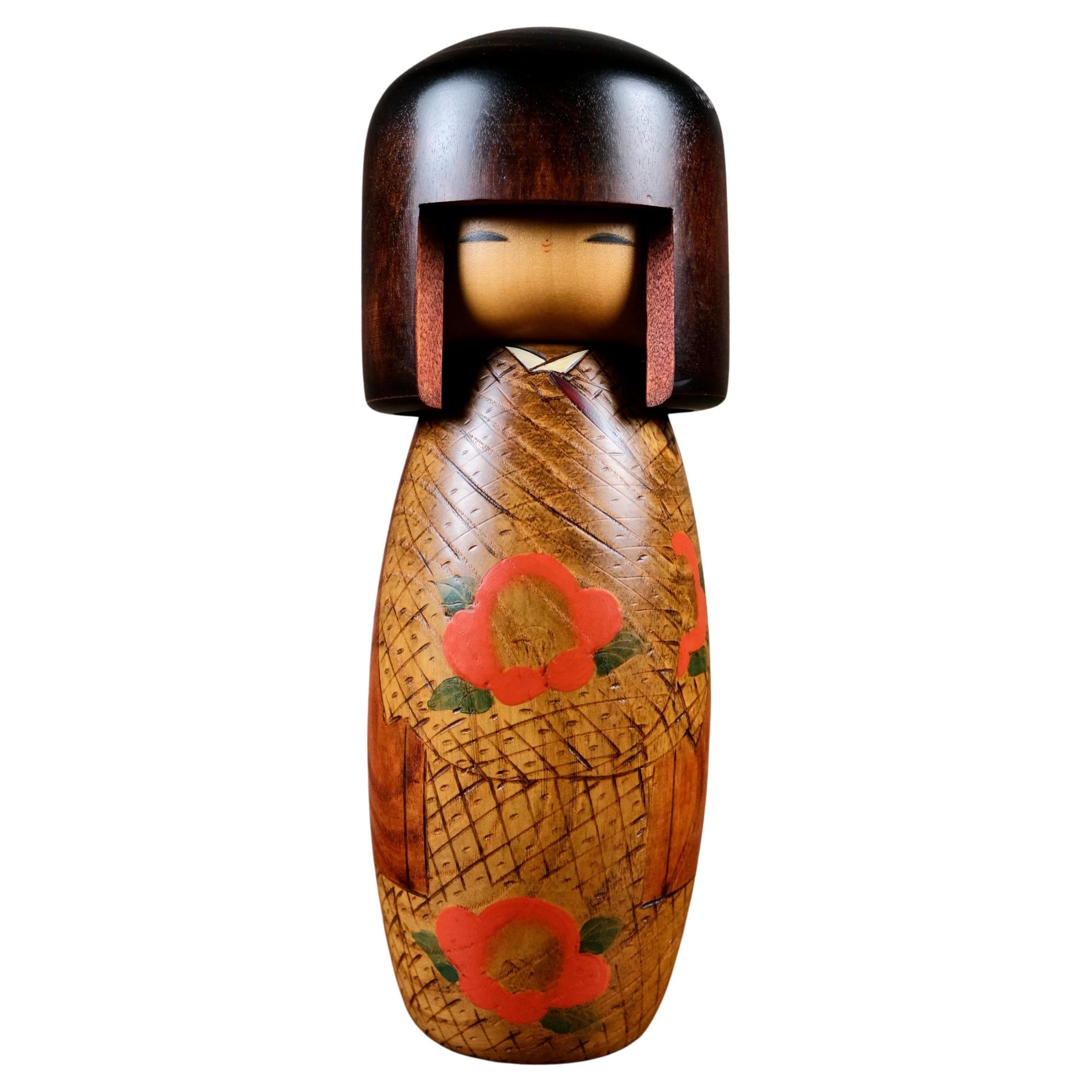 Kokeshi with Camellias, by Inosuke Kobayashi, Japan, 1990s