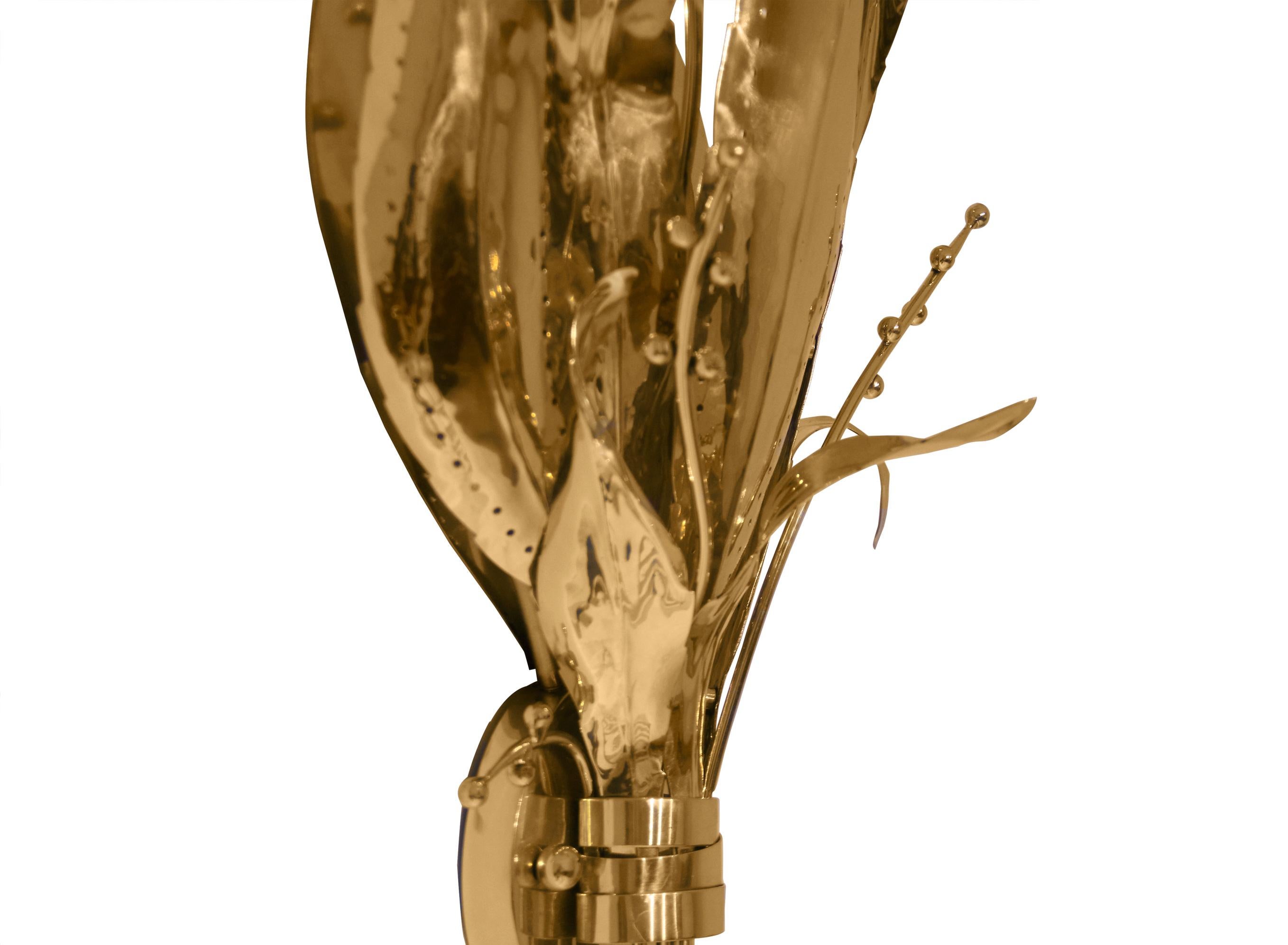 The intricate petals and stems of the Botanica sconce create a whimsical seduction reminiscent of an enchanted fairytale.

Structure: Polished brass with high gloss finish

Koket products are unique one of a kind handcrafted pieces, each item has