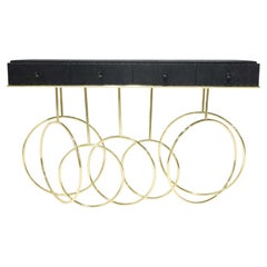 Koket "Burlesque" Console in Brass and Leather