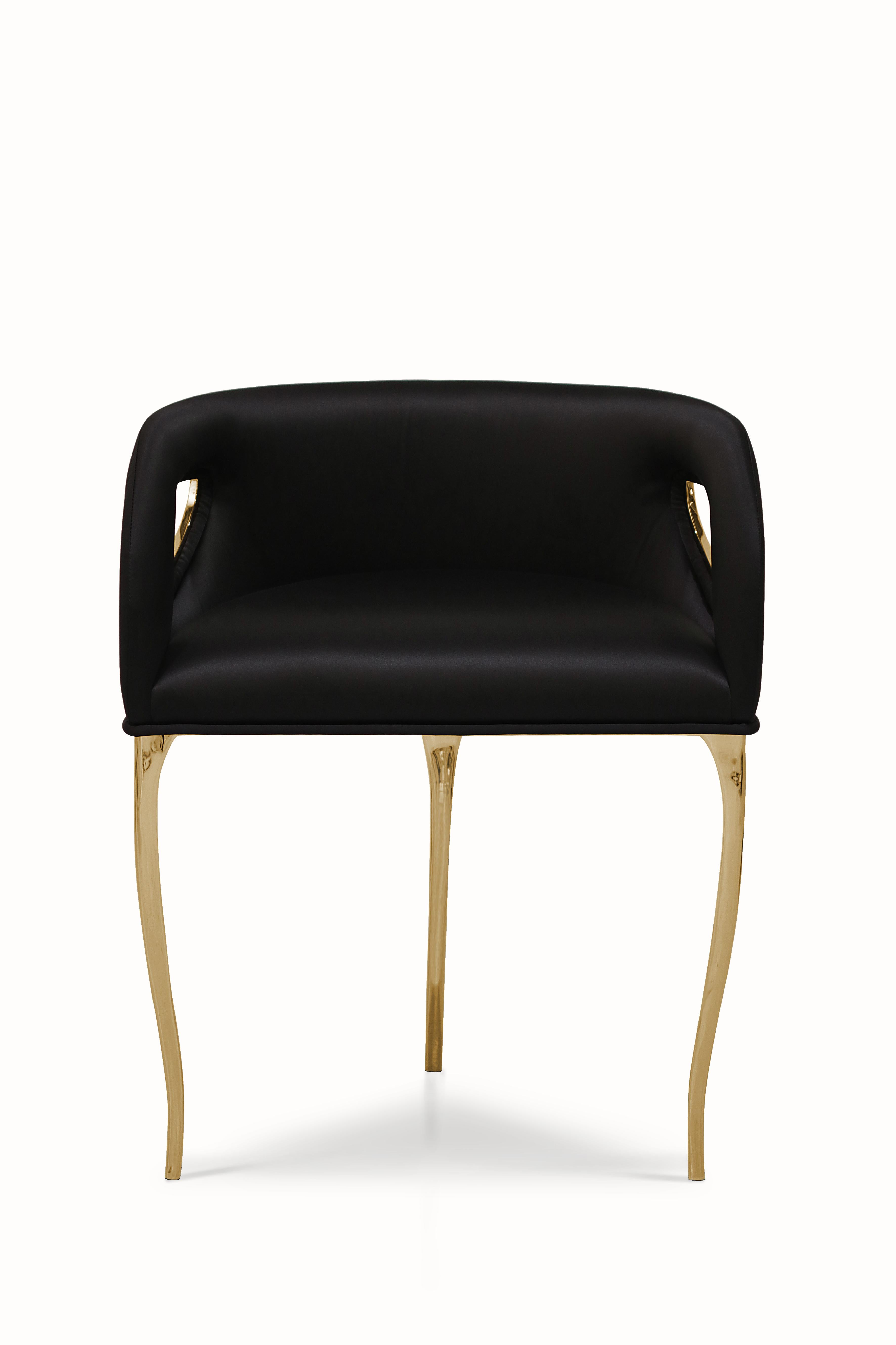 Chandra is both bold and daring. The modern edge in this chair exudes the feeling of vintage glam, while metal bands delicately bind the chair highlighting the sculpted fluidity of the tight back upholstery.

Options
Upholstery: Available in any