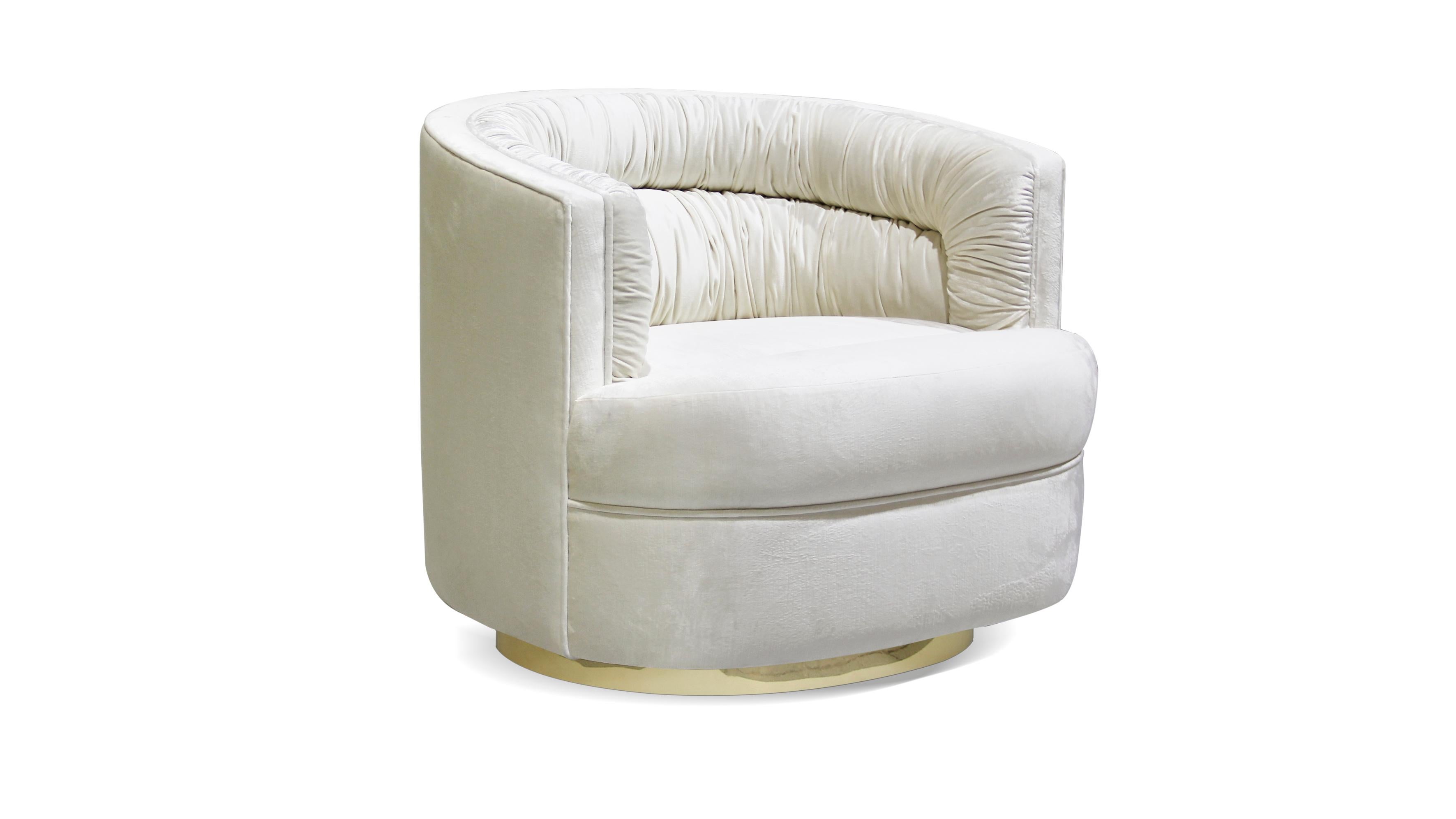 Like the olive to a martini, sipping cocktails and lounging in luxury go hand-in-hand. The plush body of the cocktail armchair hugs your every curve while you softly melt into the creamy upholstery fabric. Cheers!

Options
Upholstery: Available in
