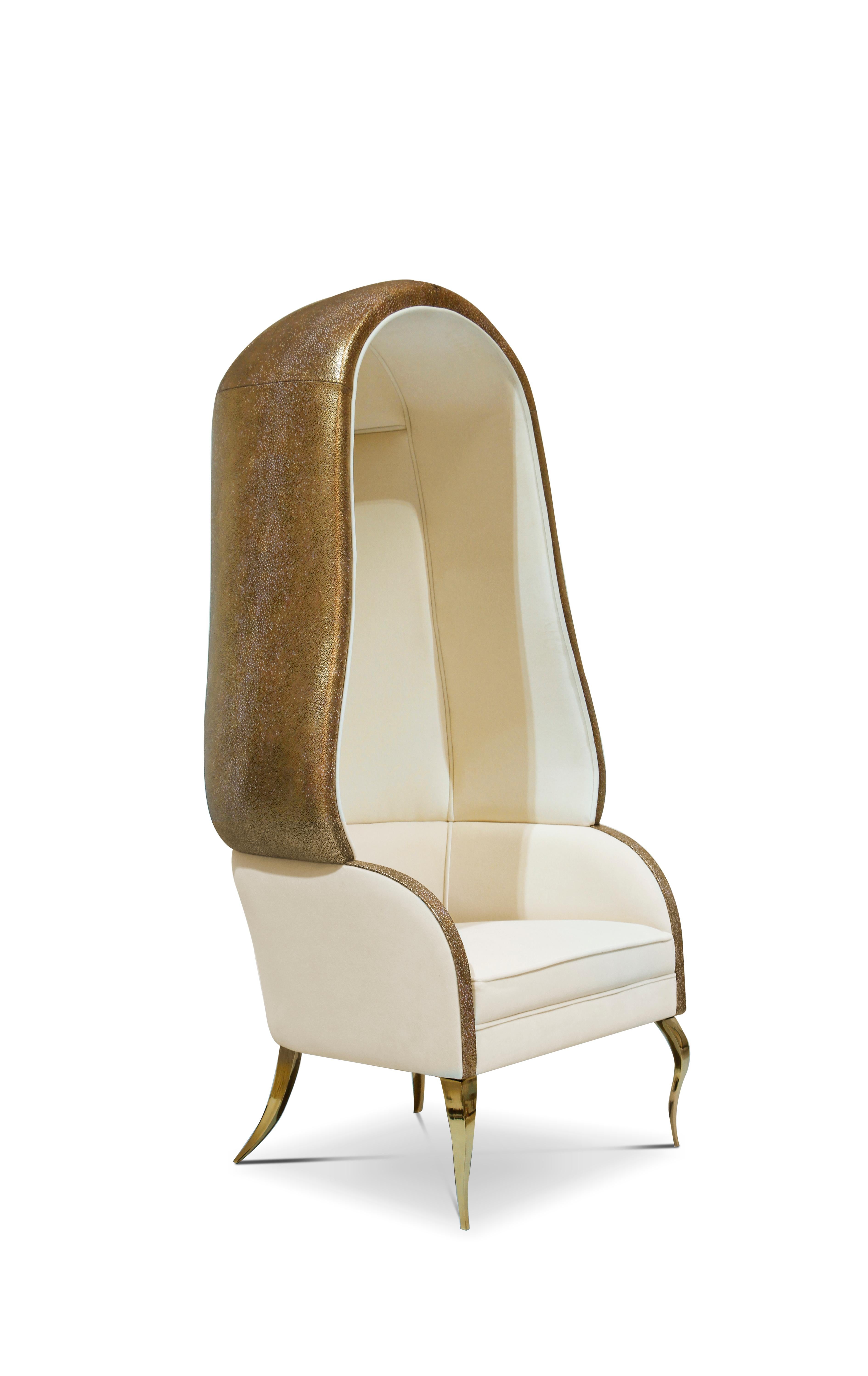 Drapesse Chair  in Velvet and Brass In New Condition For Sale In New York, NY