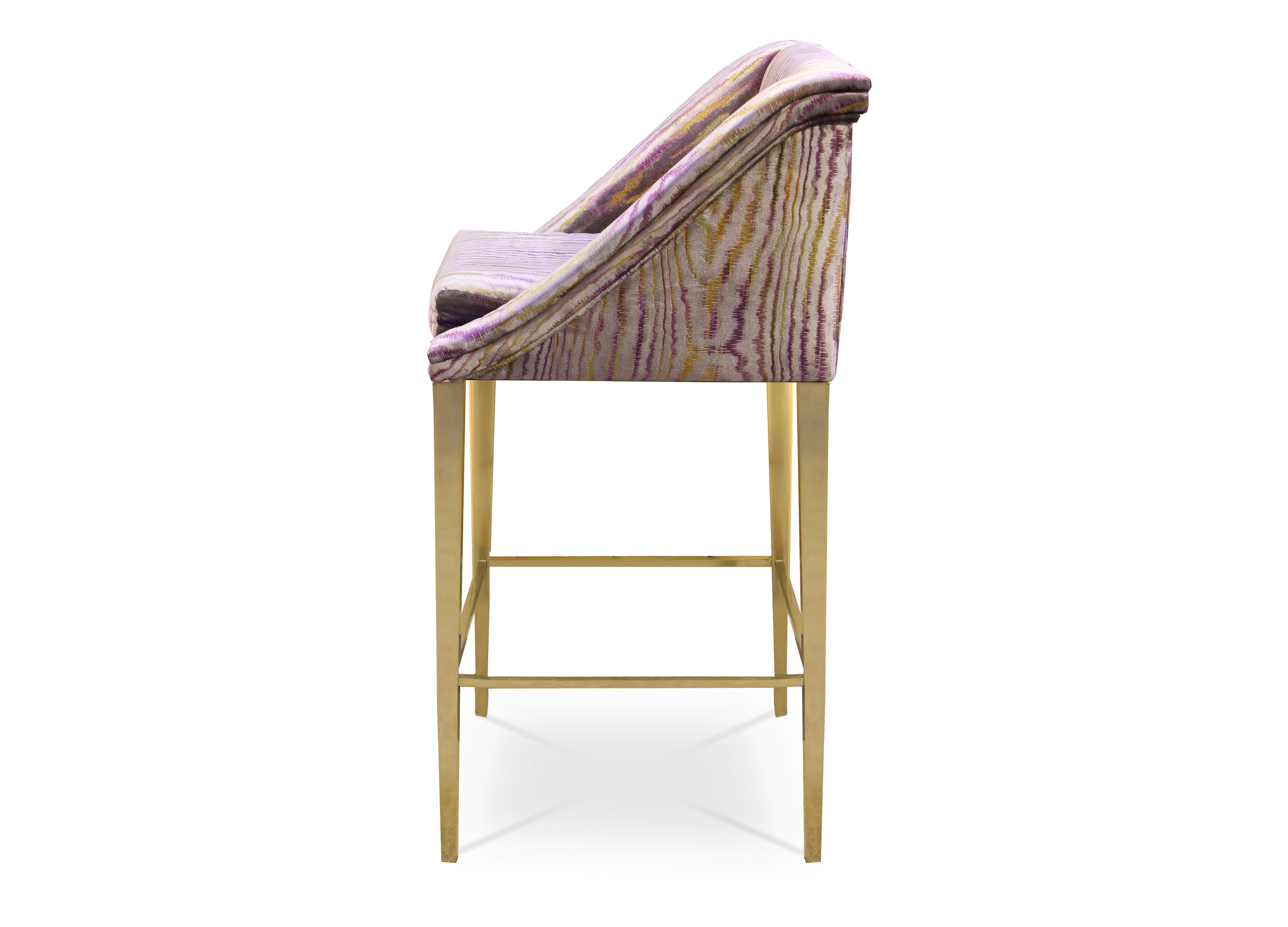 Contemporary Geisha Bar Stool in Brass For Sale